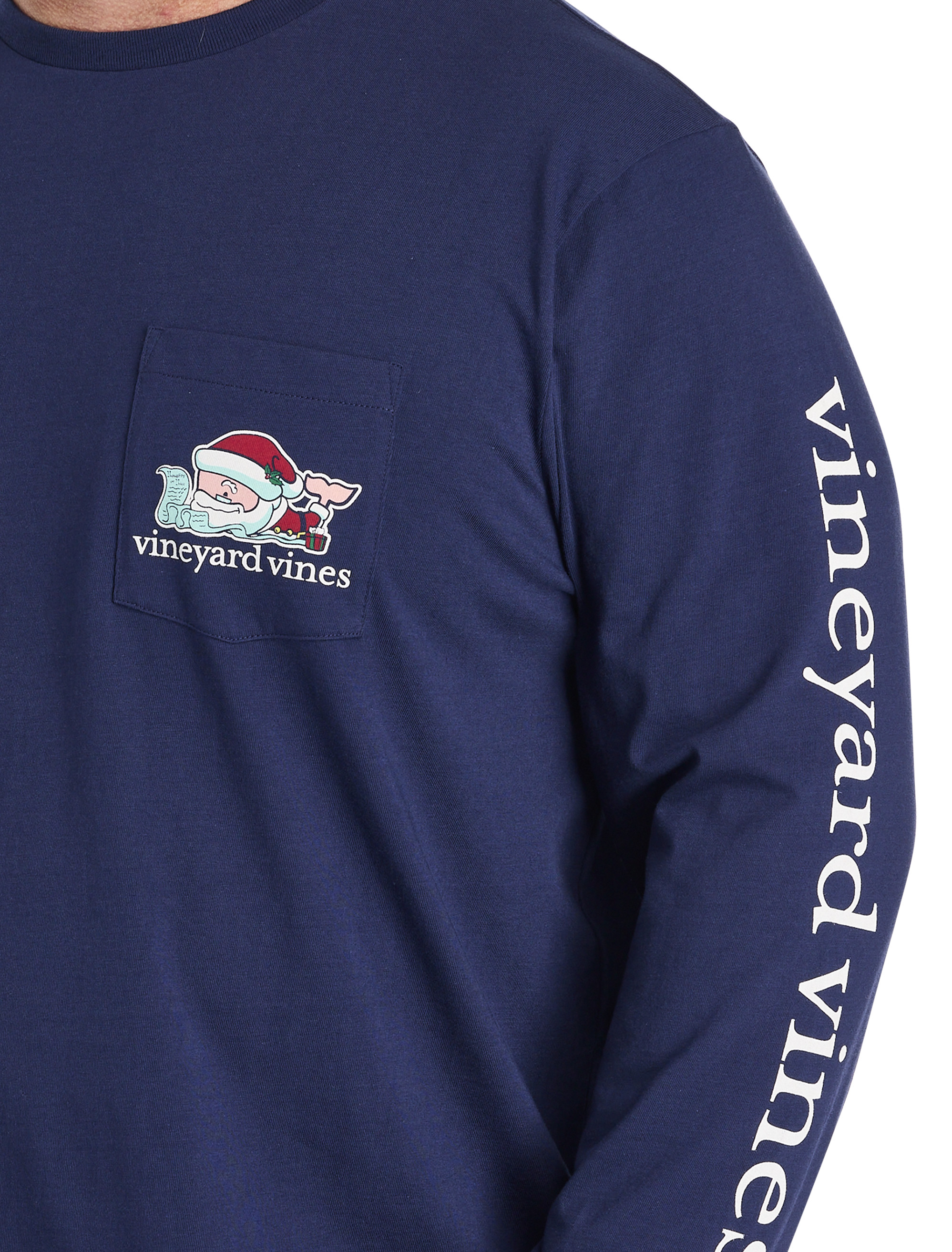 Santa Whale Long-Sleeve Pocket T-Shirt