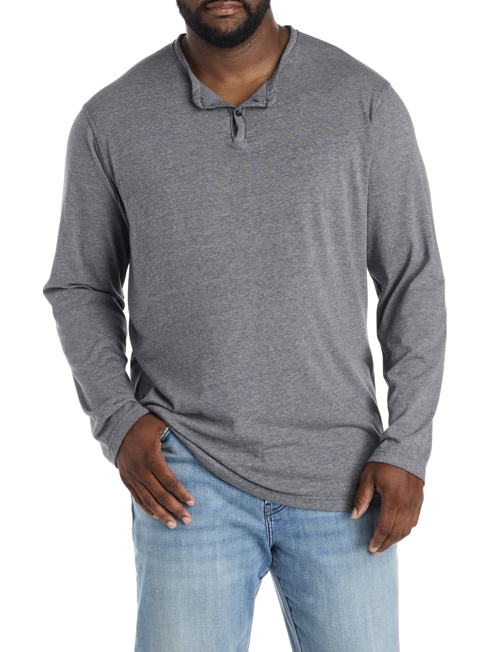 Venice Burnout Notched Henley Long-Sleeve Shirt