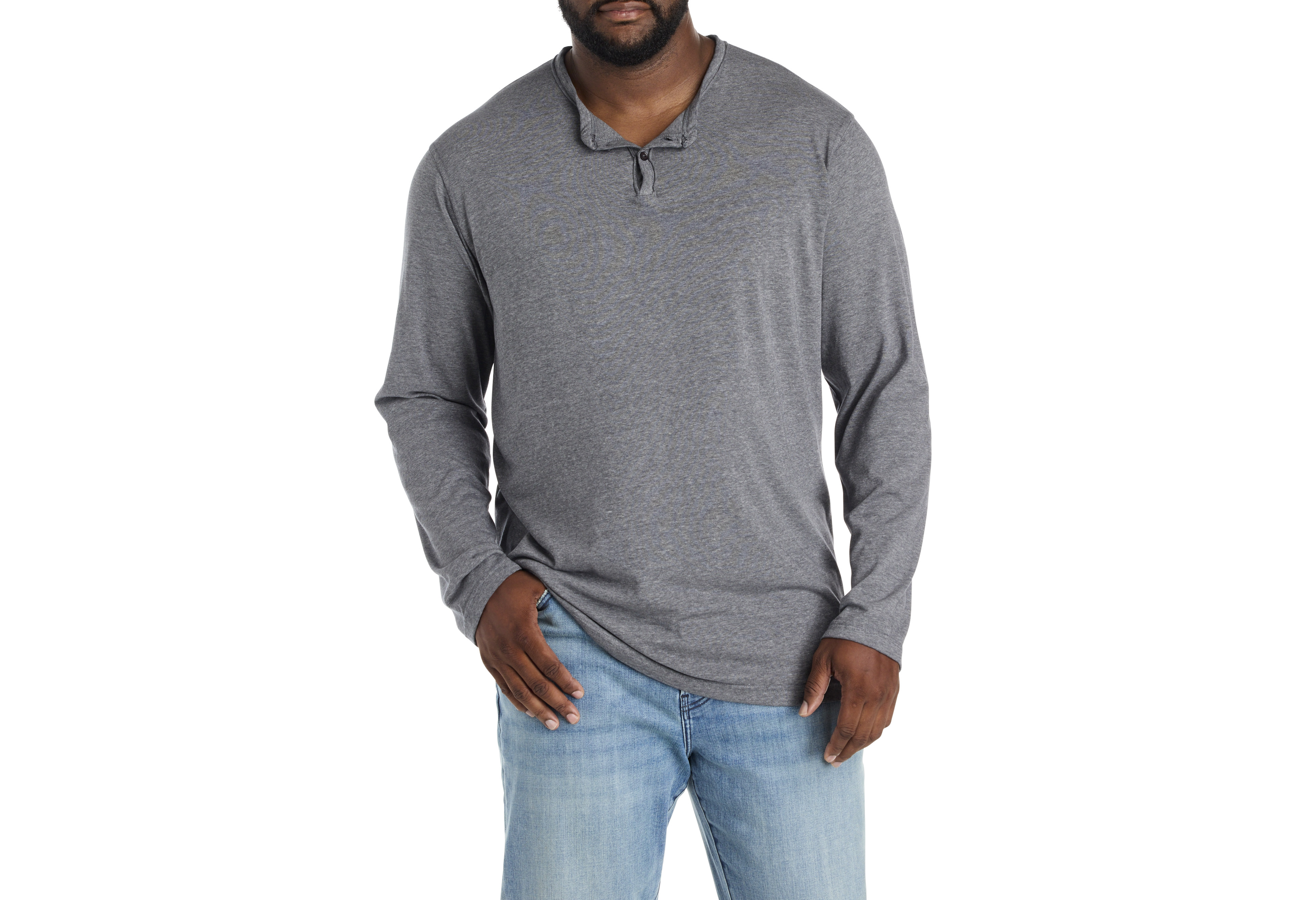 Venice Burnout Notched Henley Long-Sleeve Shirt