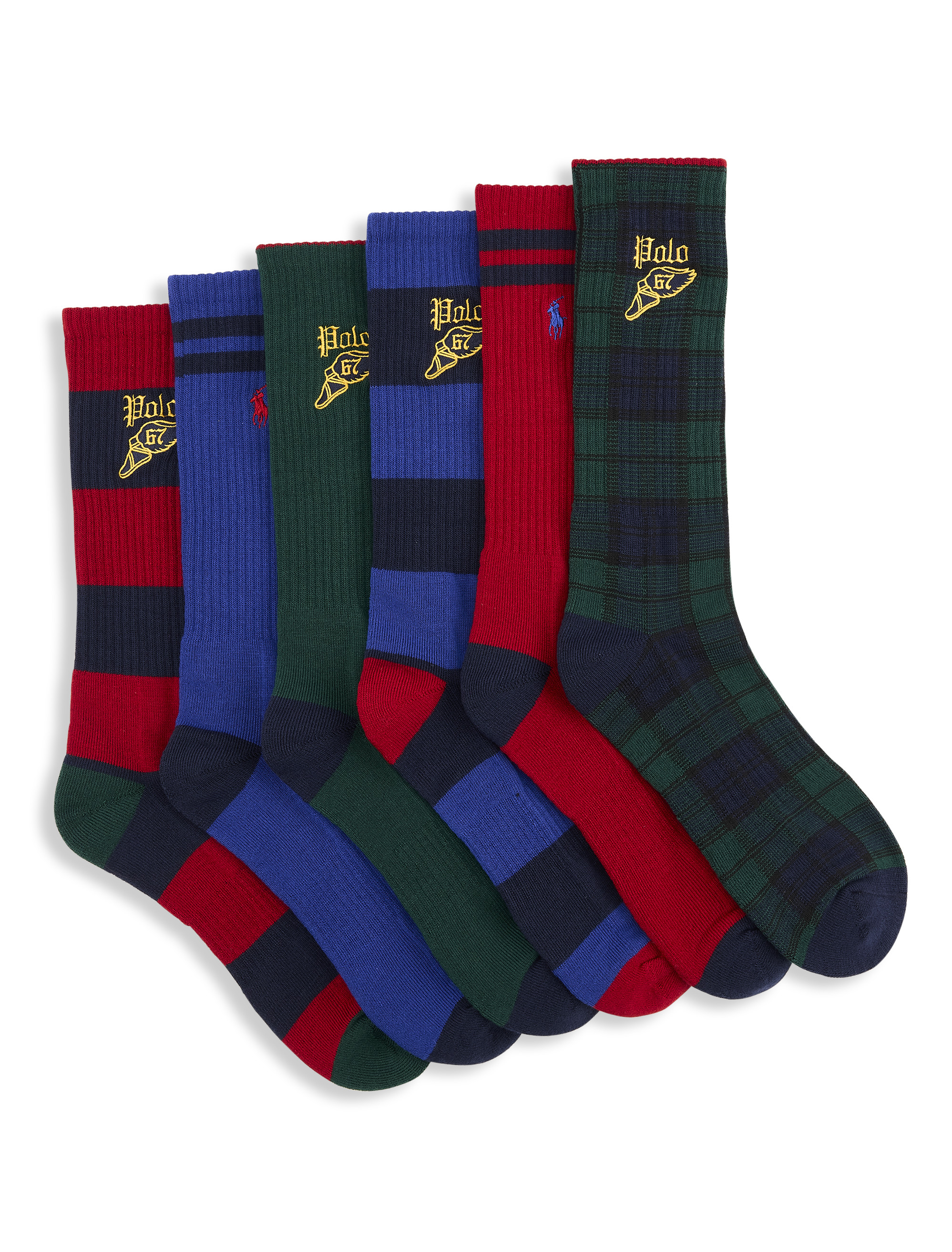 Big + Tall | Polo Ralph Lauren 6-pk Tartan Crew Socks | DXL