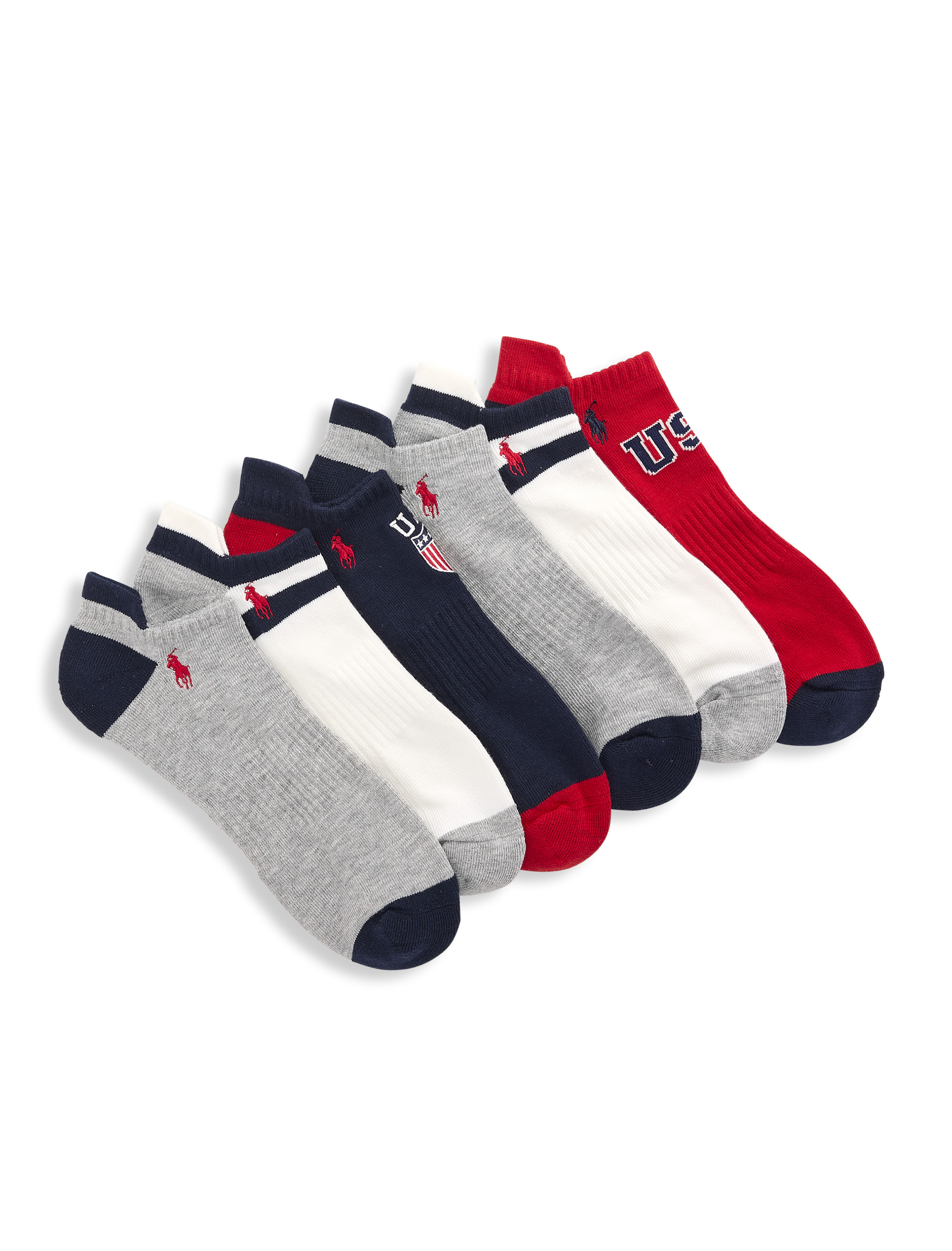 Big & Tall Men's 6-pk USA Low-Cut Athletic Socks - Multi - Size 13-16