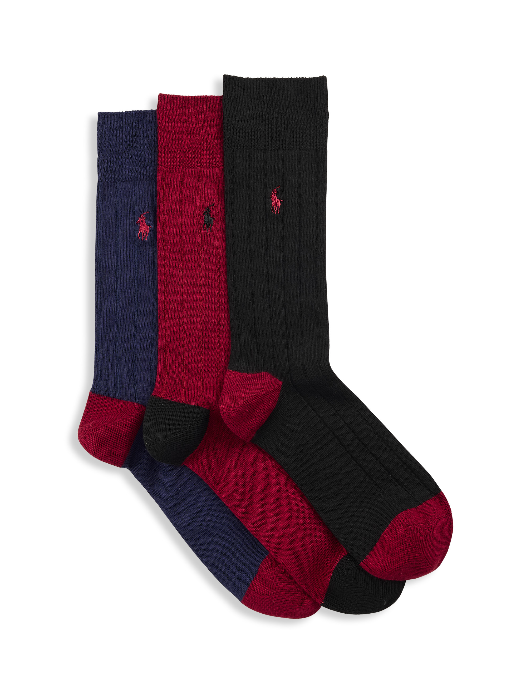 3-pk Colorblocked Ribbed Dress Socks