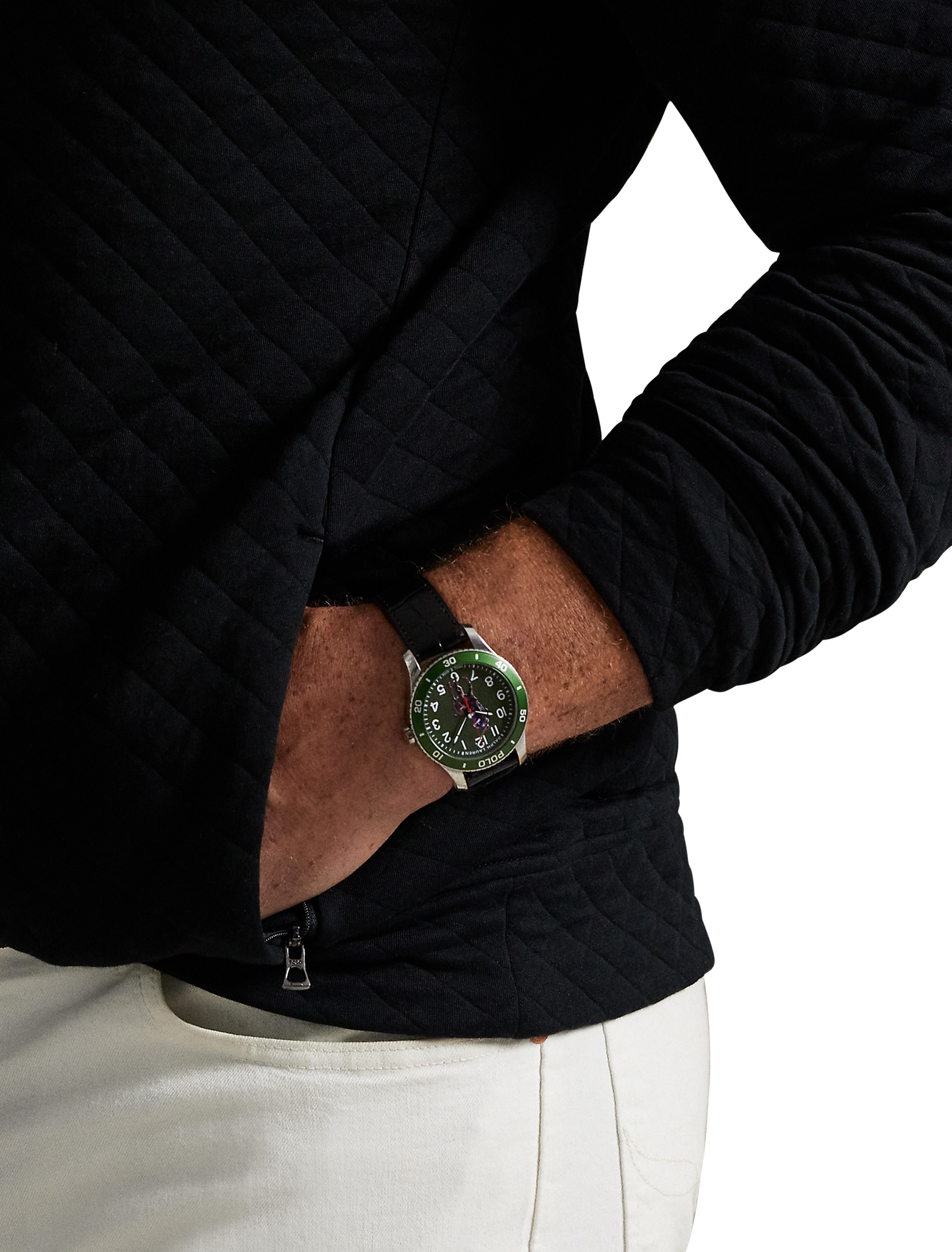 Microquilted Jersey Mockneck 1/4-Zip Pullover