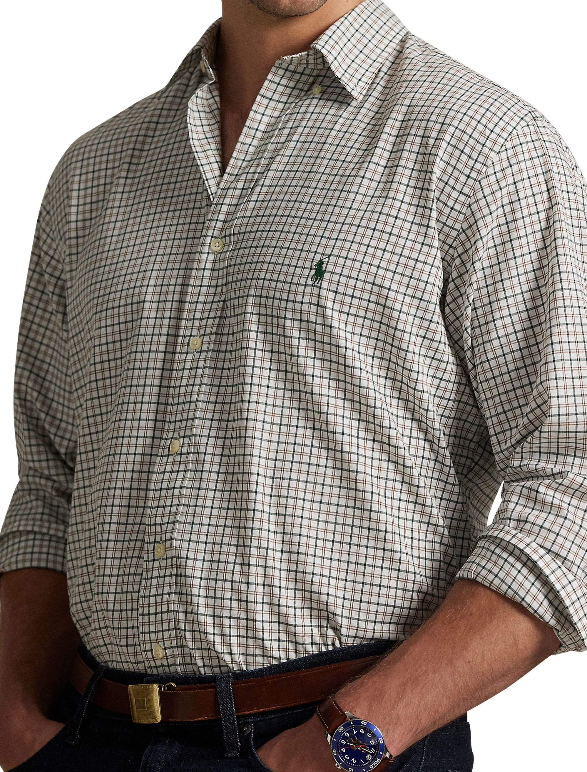 Multi Plaid Twill Sport Shirt