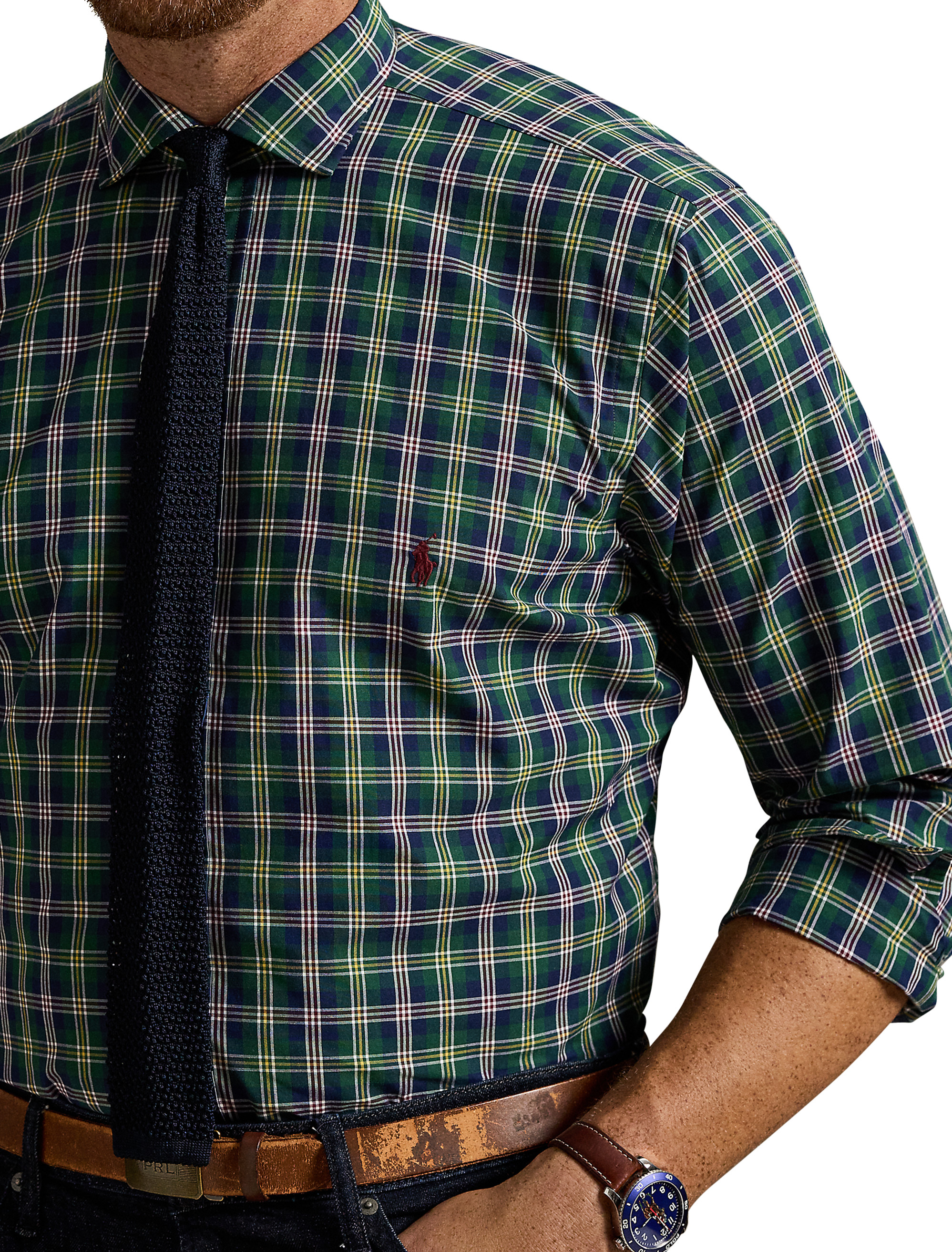 80s Sueded Plaid Sport Shirt