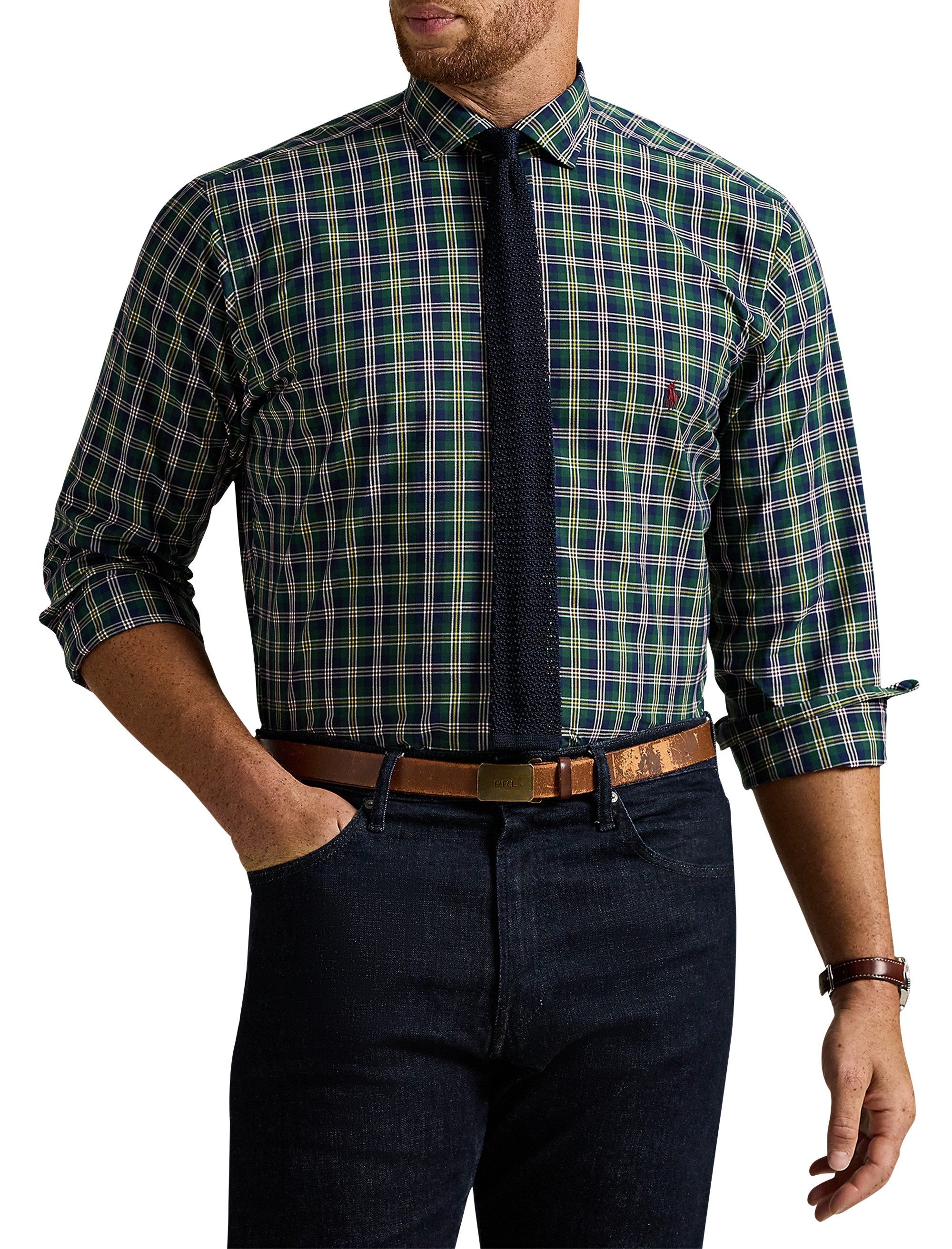 80s Sueded Plaid Sport Shirt
