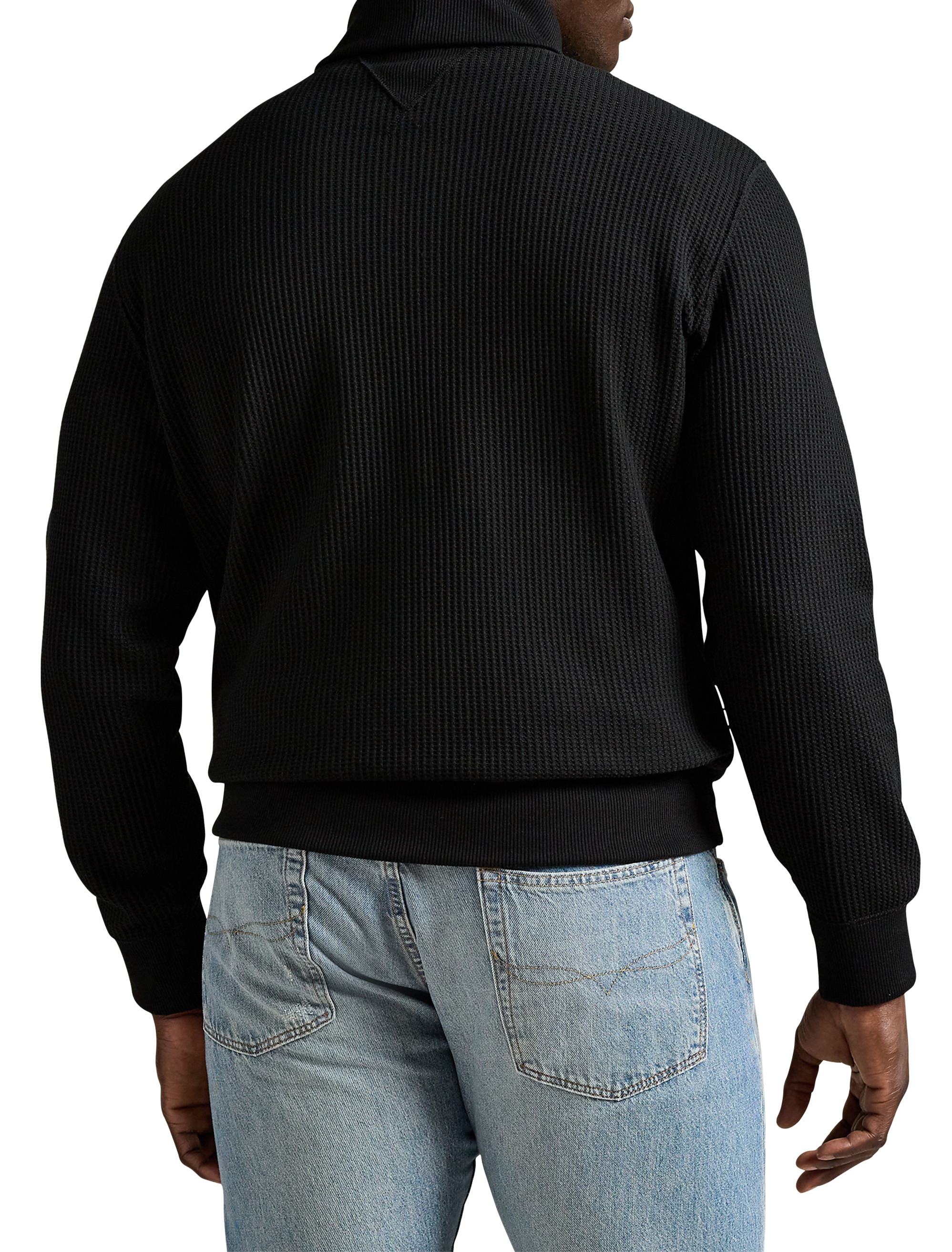 Waffle-Knit Fleece Turtleneck