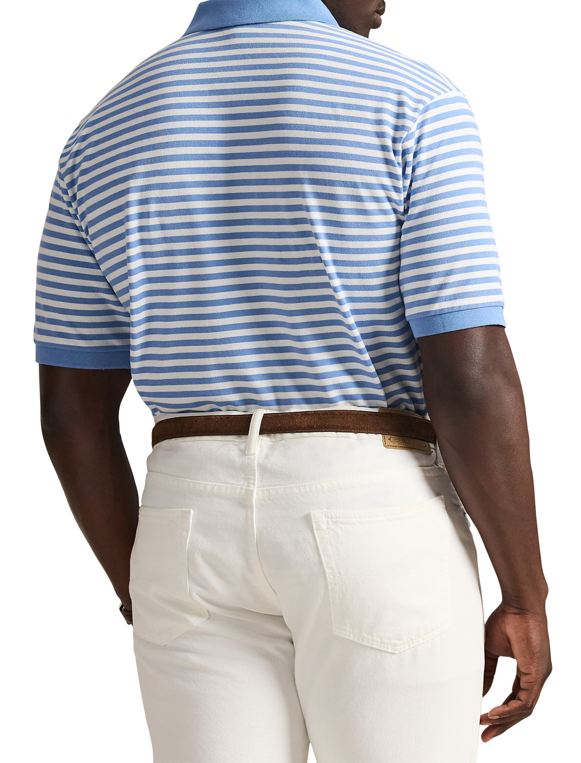 Striped Mesh Polo Shirt