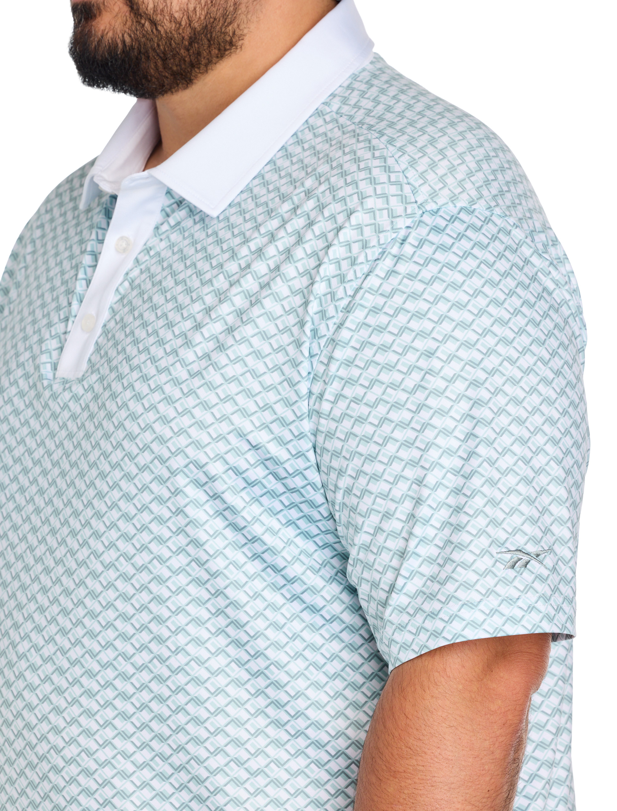 Contrast-Placket Diamond Printed Polo Shirt