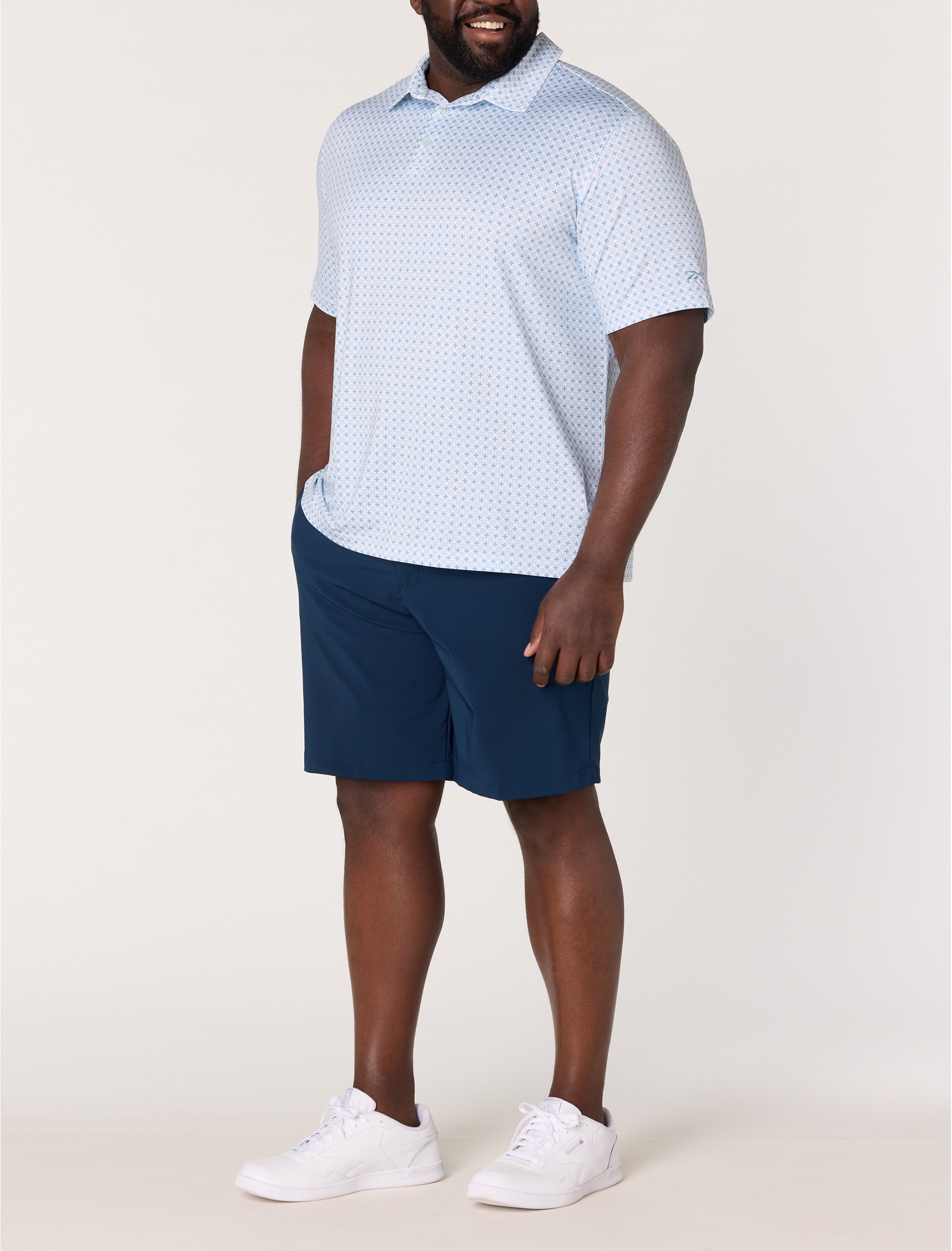 Mini Geometric Print Performance Polo Shirt - thumbnail 4