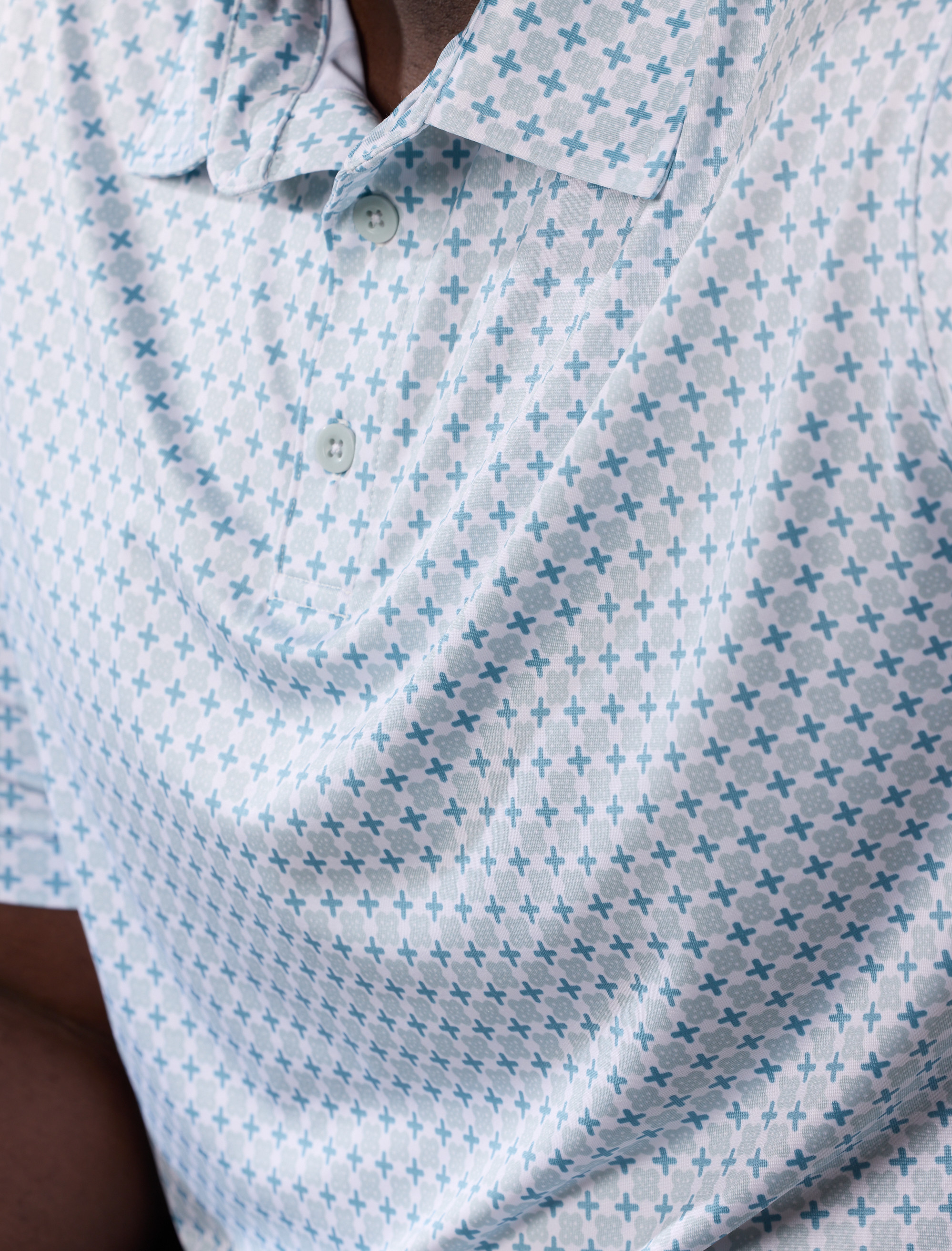 Mini Geometric Print Performance Polo Shirt