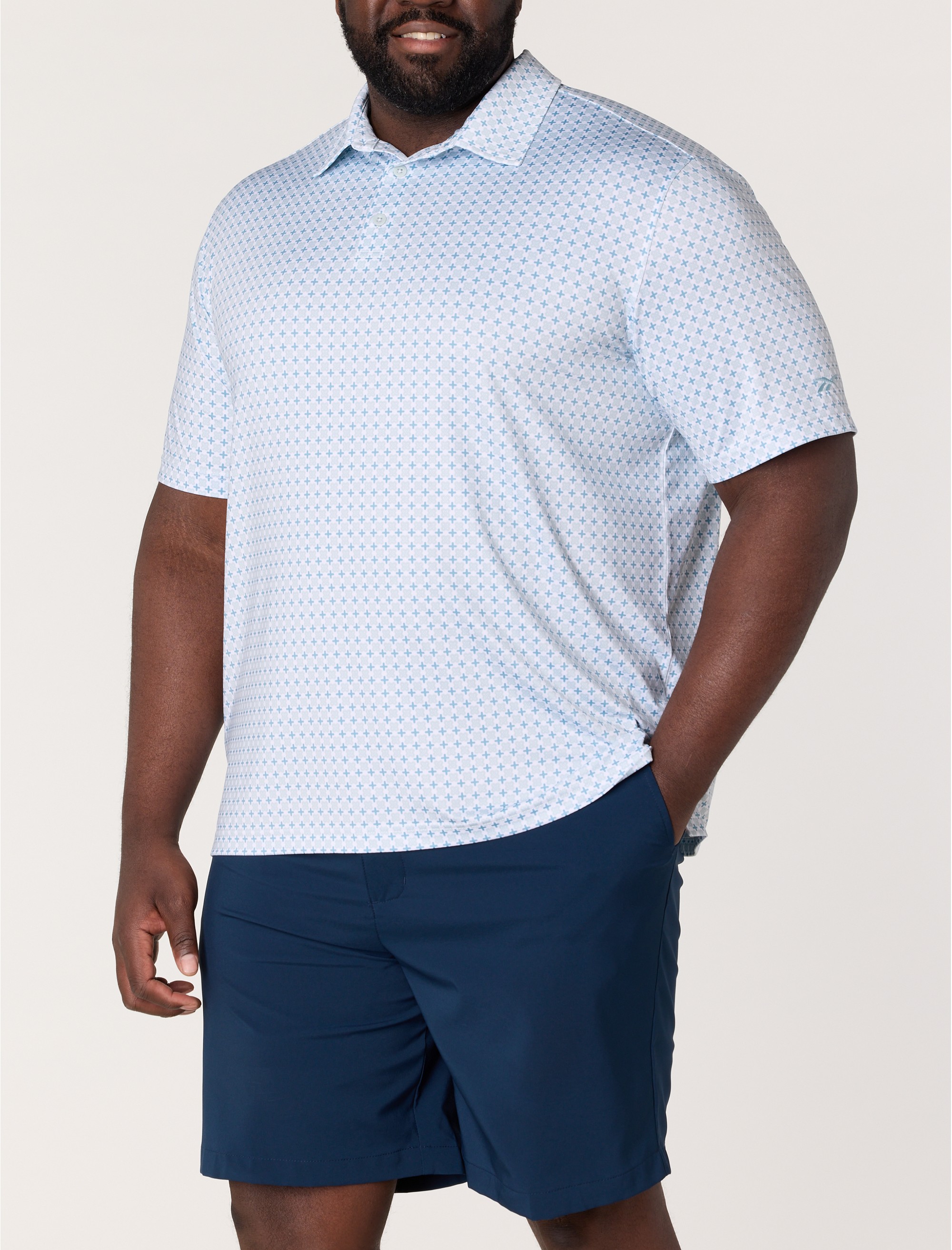 Mini Geometric Print Performance Polo Shirt - thumbnail 3