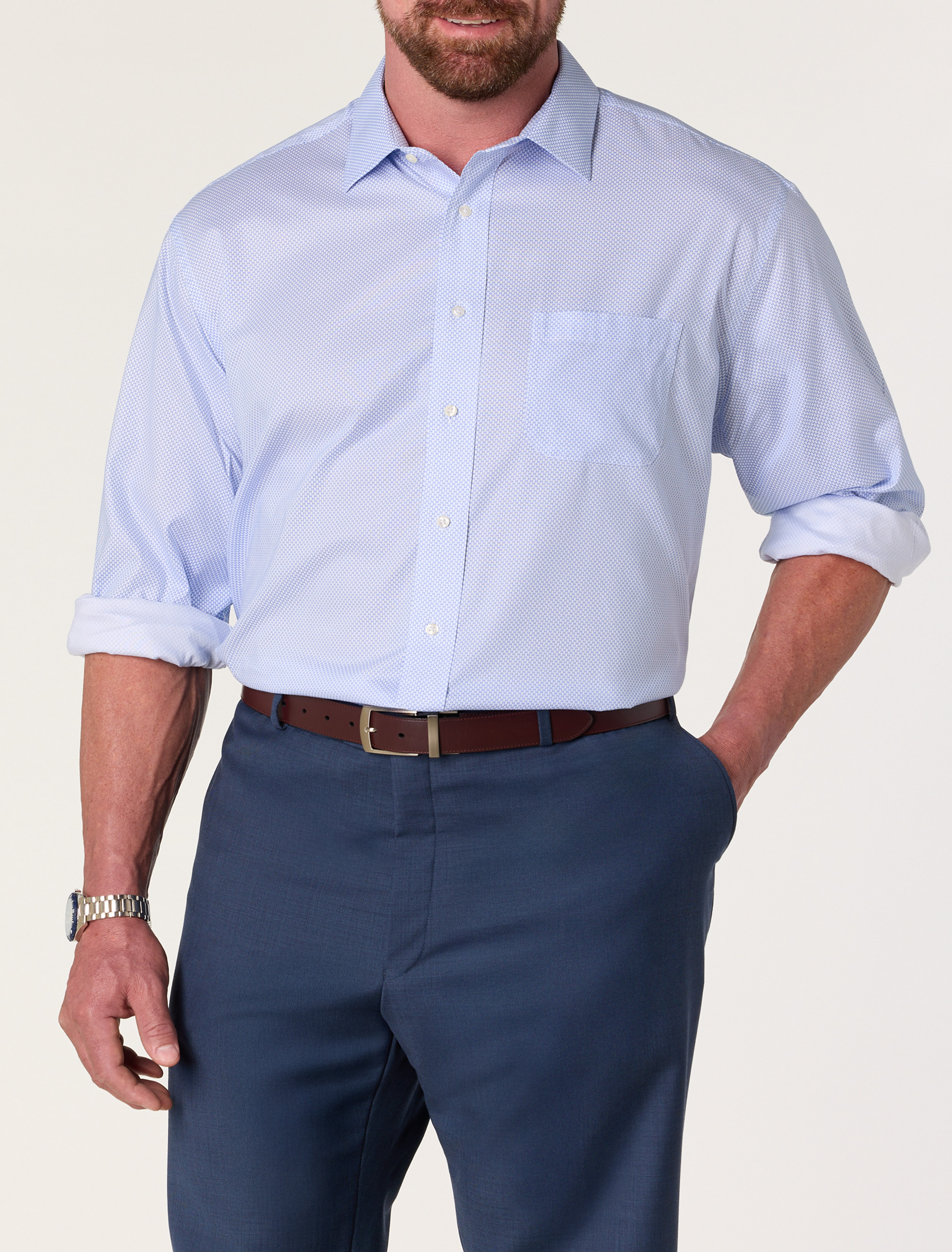 Non-Iron Geometric Patterned Dress Shirt
