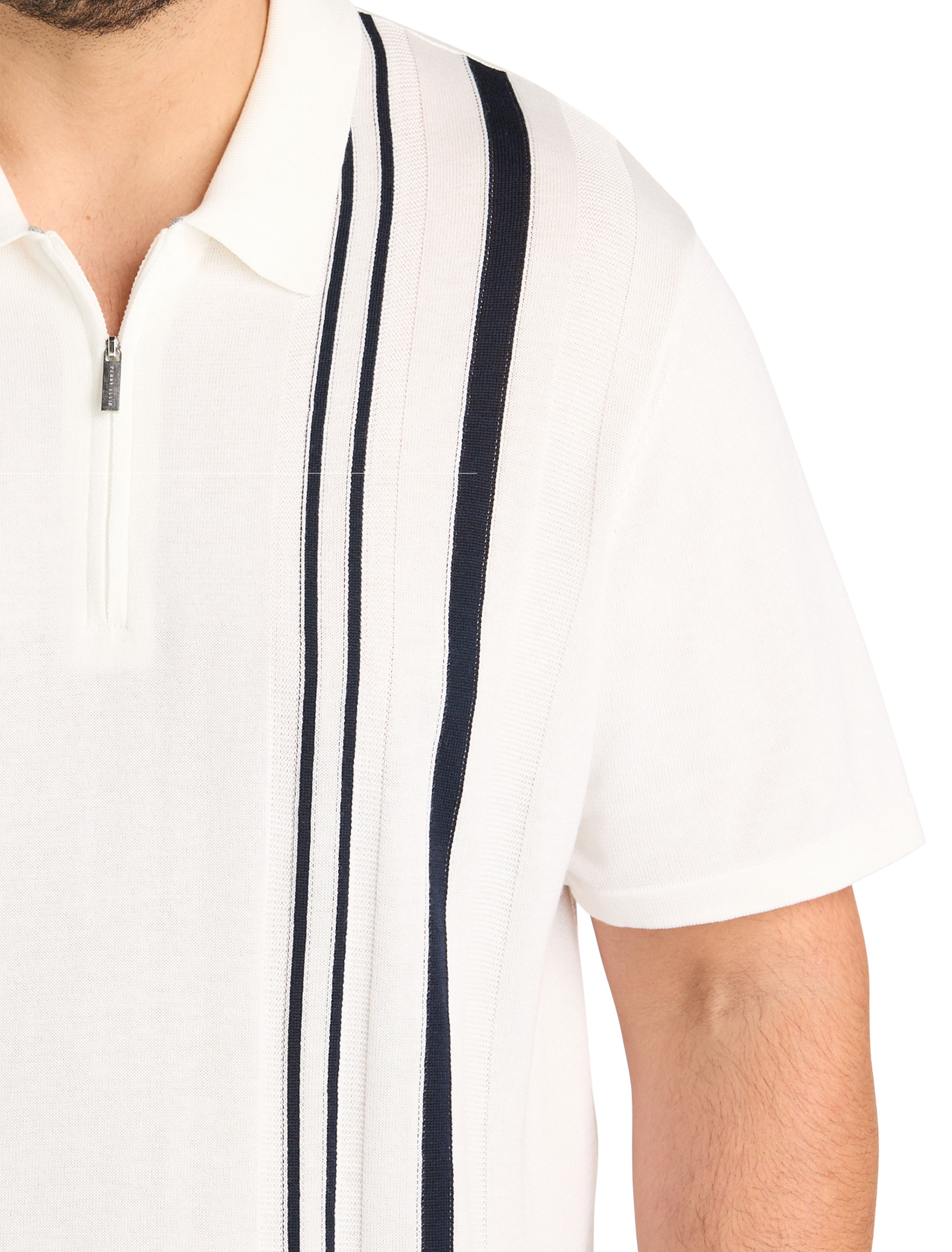 Striped Zip Sweater Polo Shirt