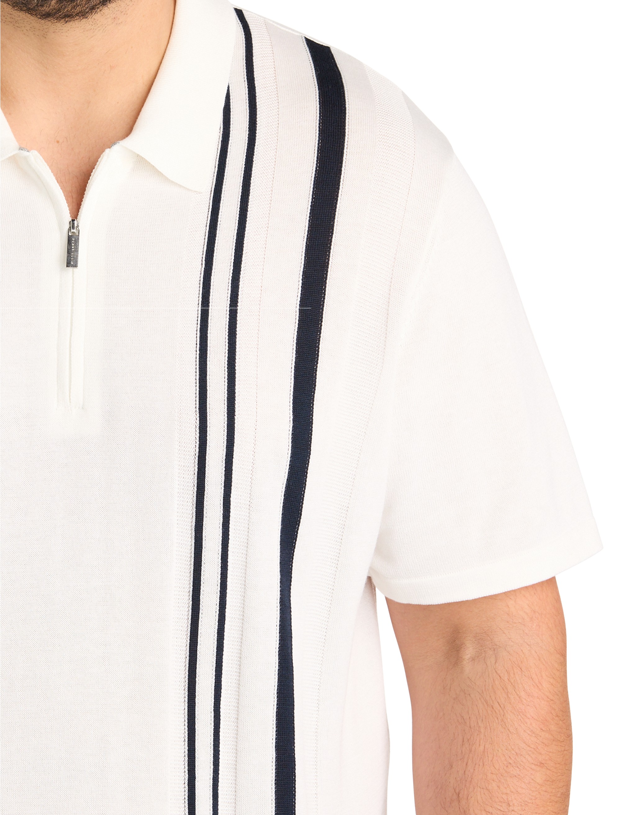 Striped Zip Sweater Polo Shirt - thumbnail 2