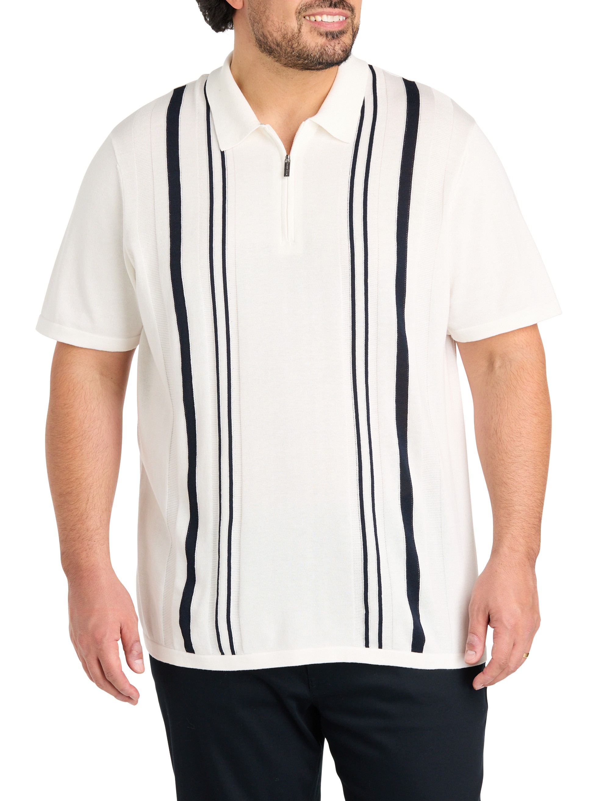 Striped Zip Sweater Polo Shirt