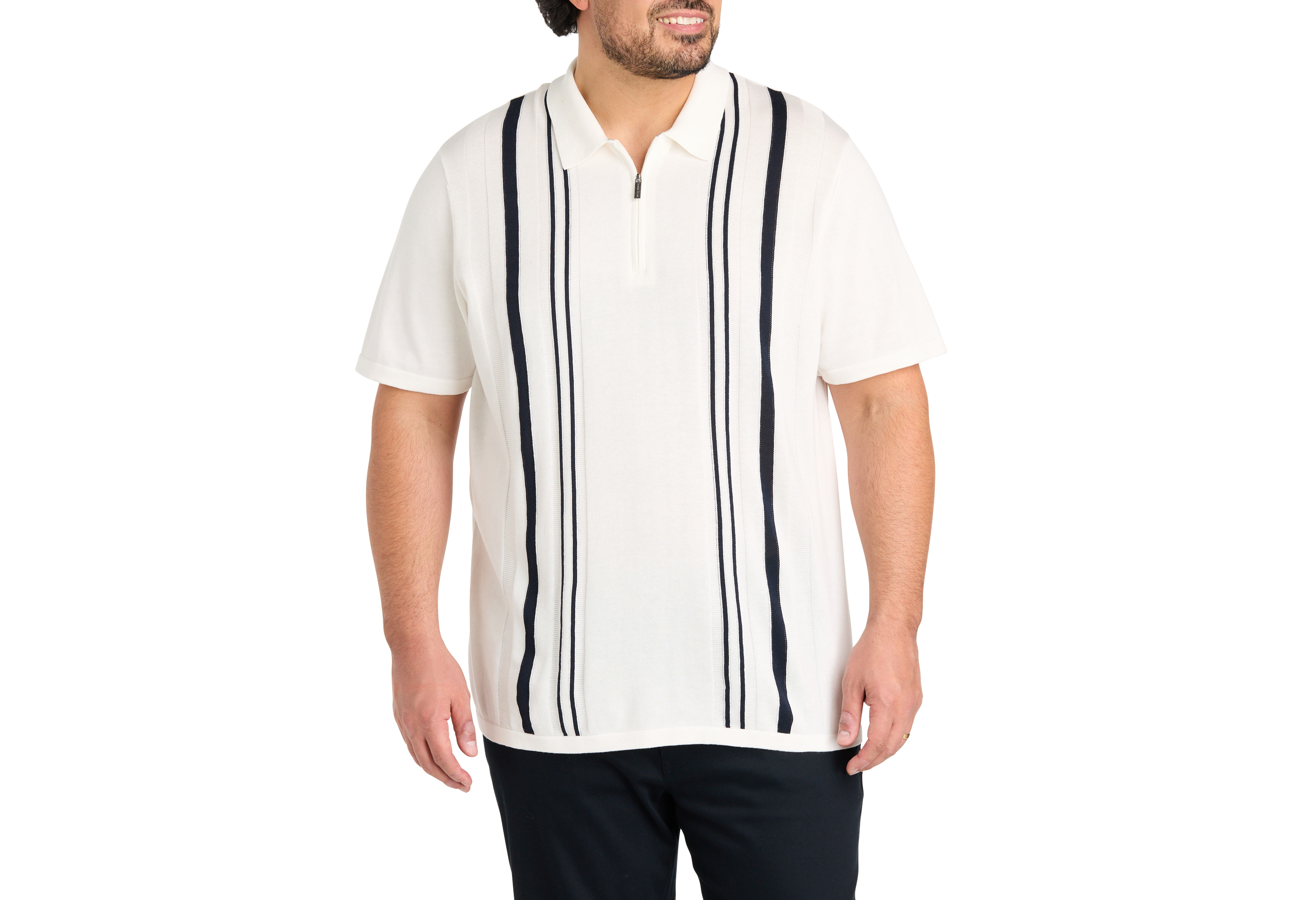Striped Zip Sweater Polo Shirt