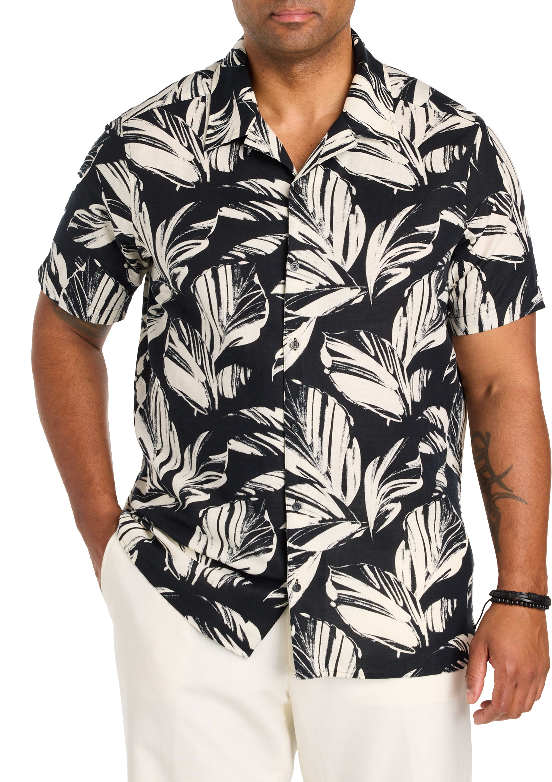 Printed Leaf Camp Shirt