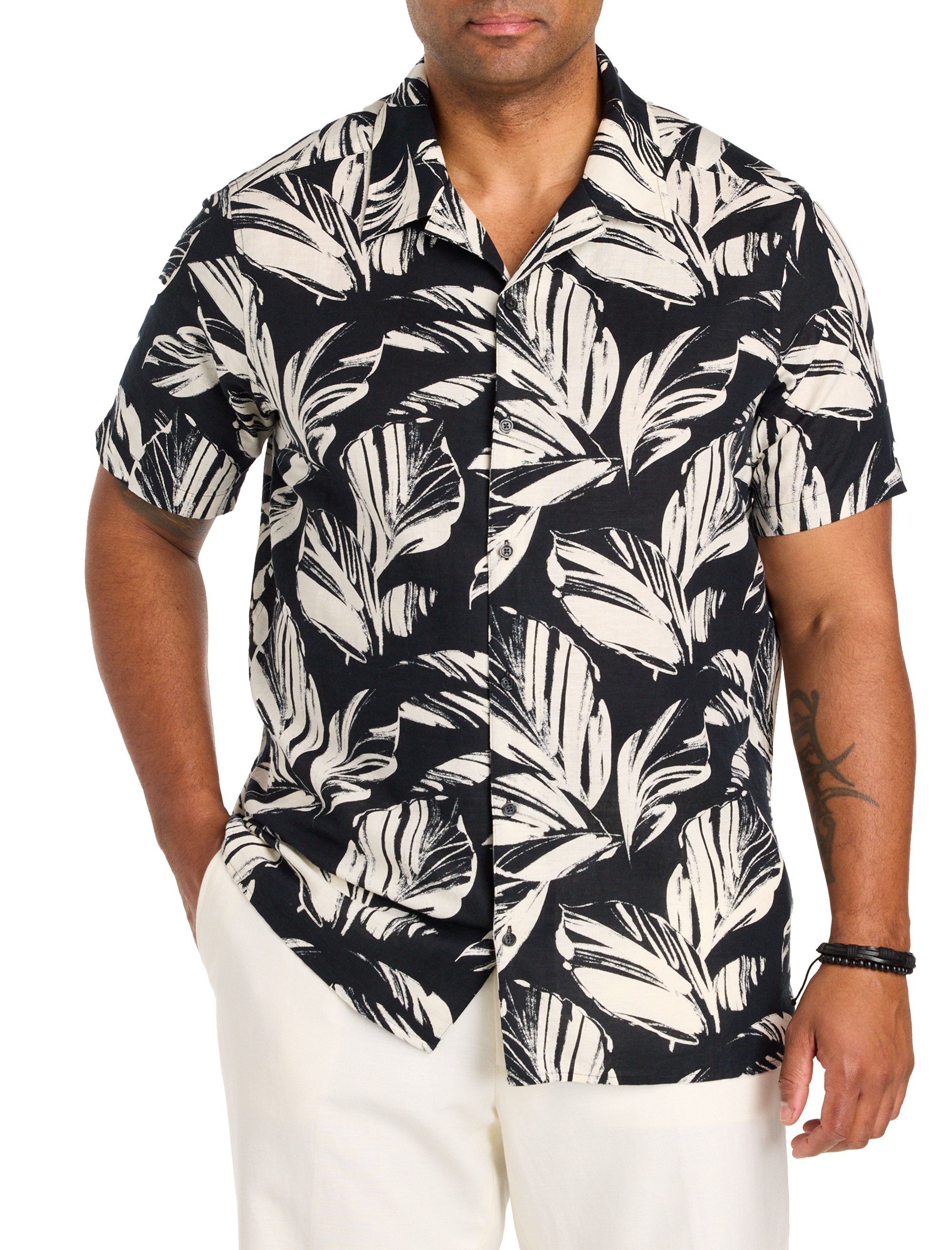 Printed Leaf Camp Shirt