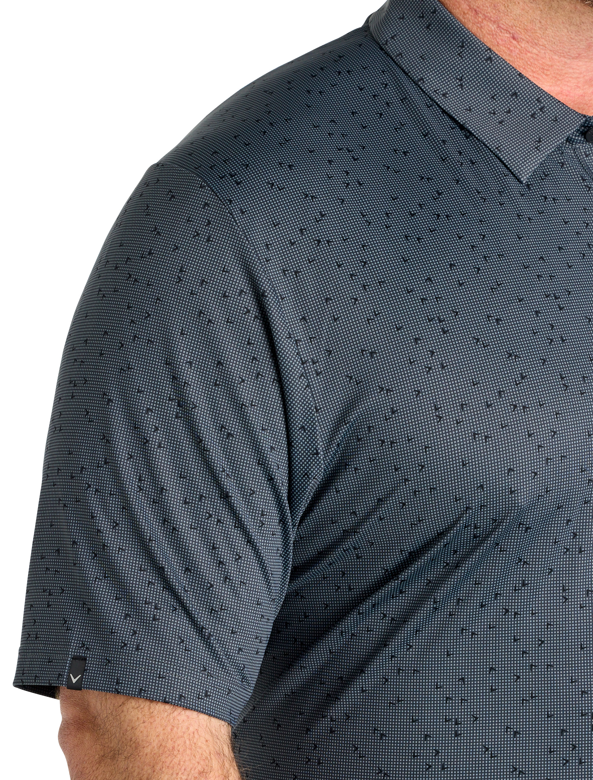 Chevron Gingham-Printed Performance Polo Shirt