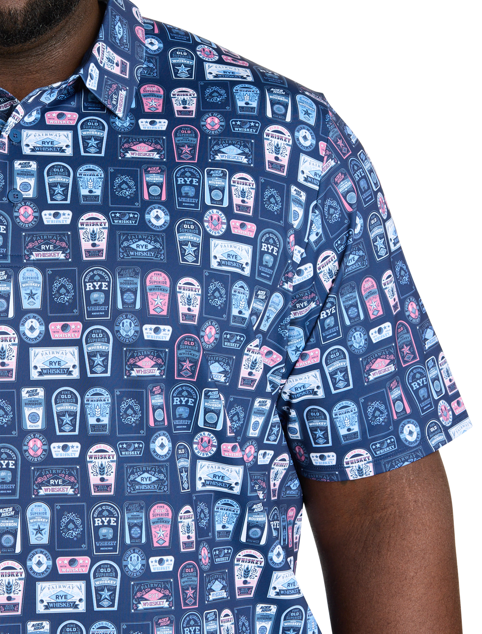 Whiskey Ace Printed Gold Polo Shirt