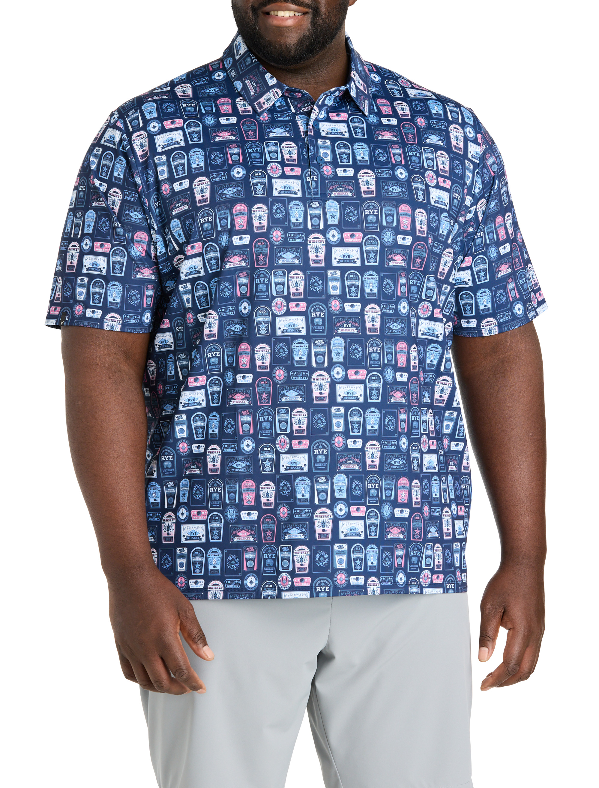 Big + Tall | Callaway Whiskey Ace Printed Gold Polo Shirt | DXL