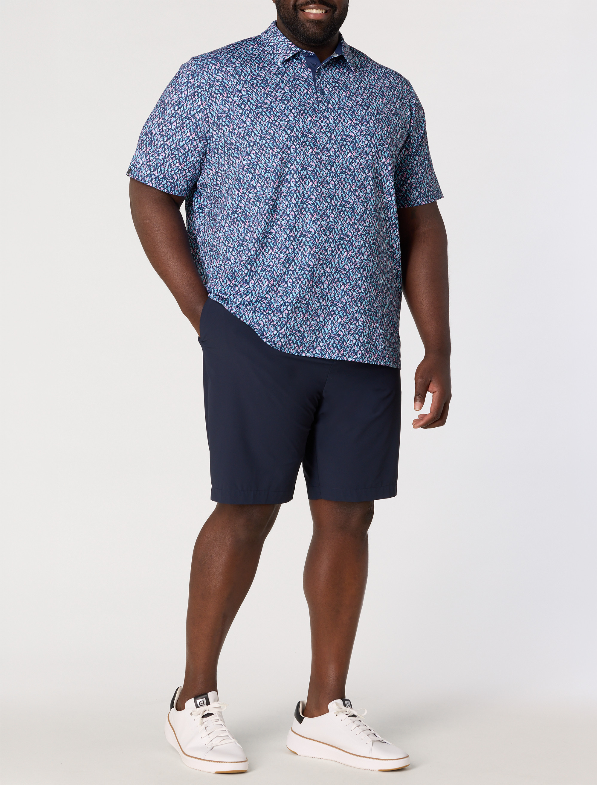 Multi Palm Geometric Print Polo Shirt