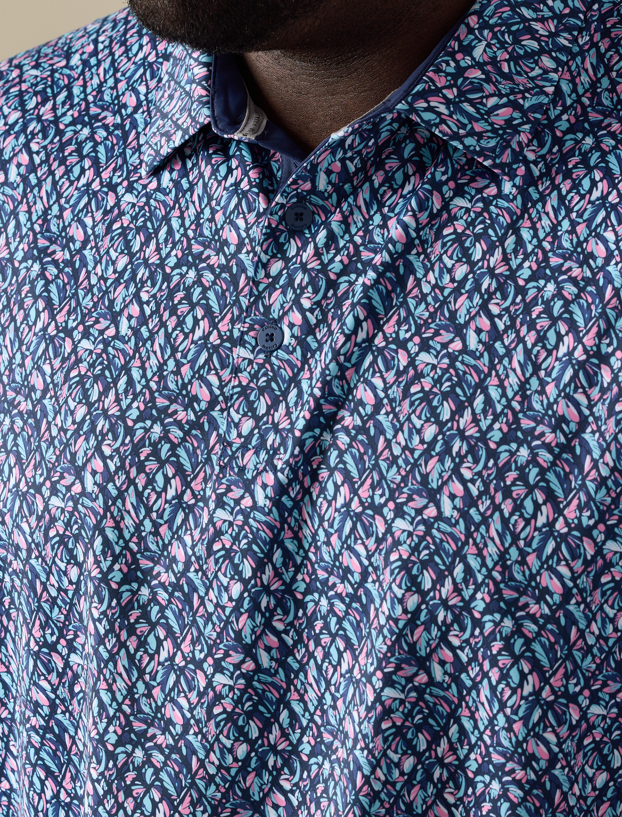 Multi Palm Geometric Print Polo Shirt
