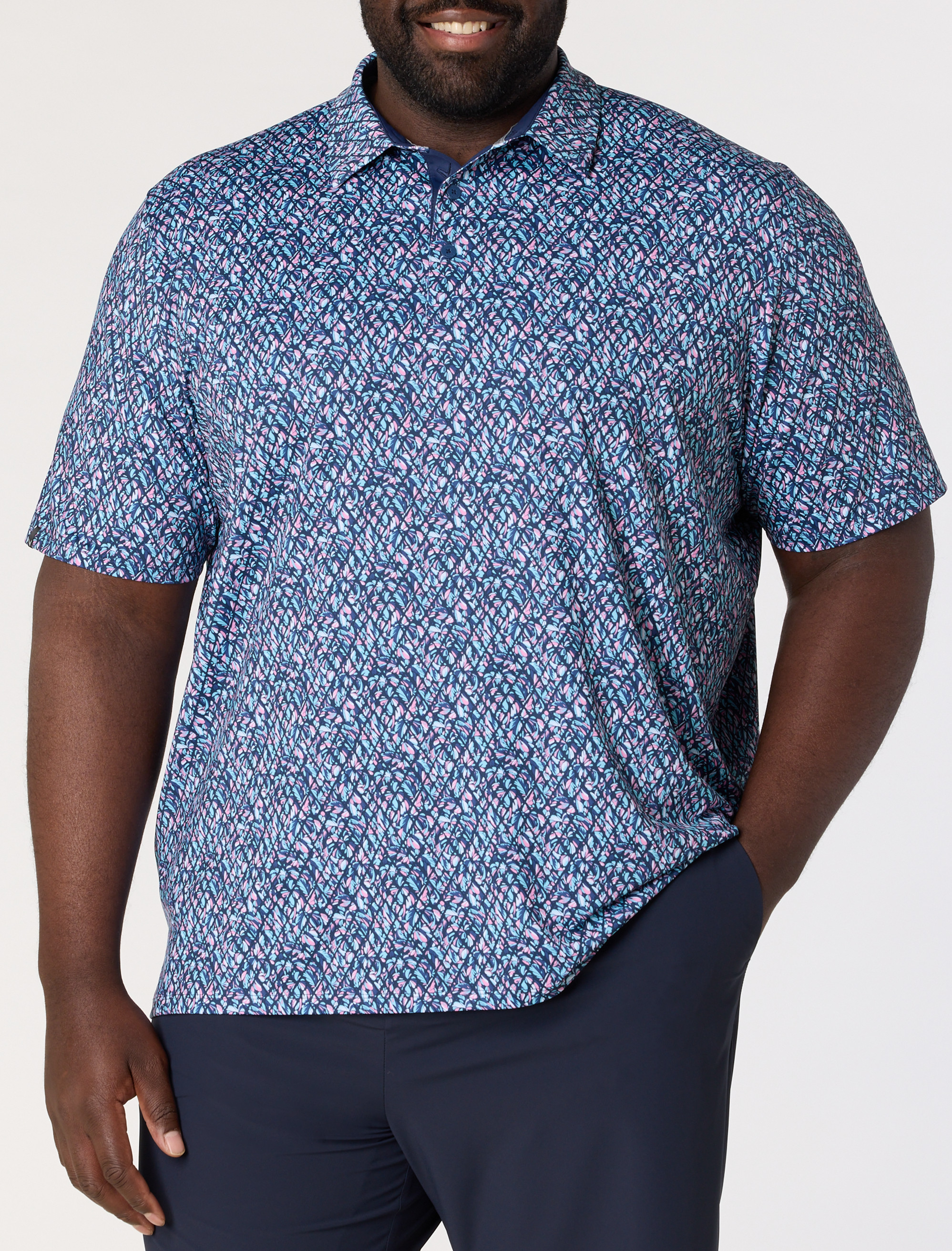Multi Palm Geometric Print Polo Shirt