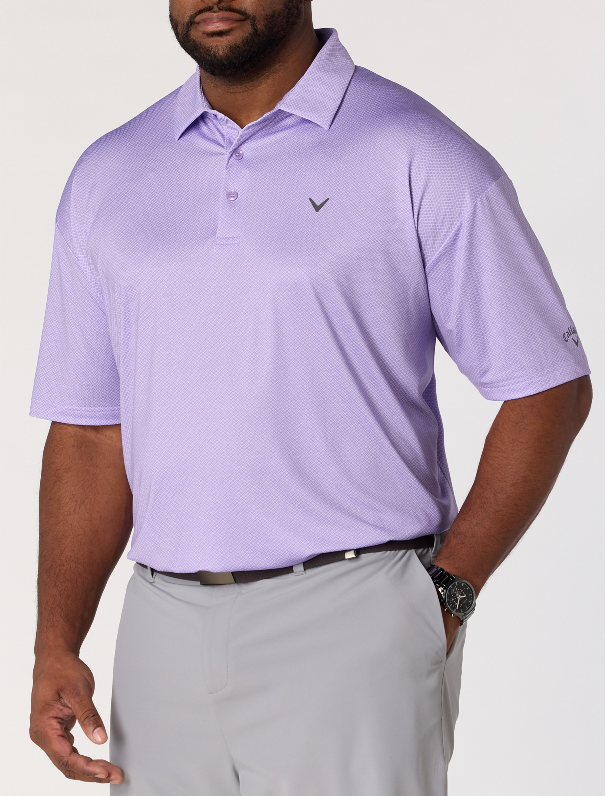Geometric Heather Print Patterned Polo Shirt