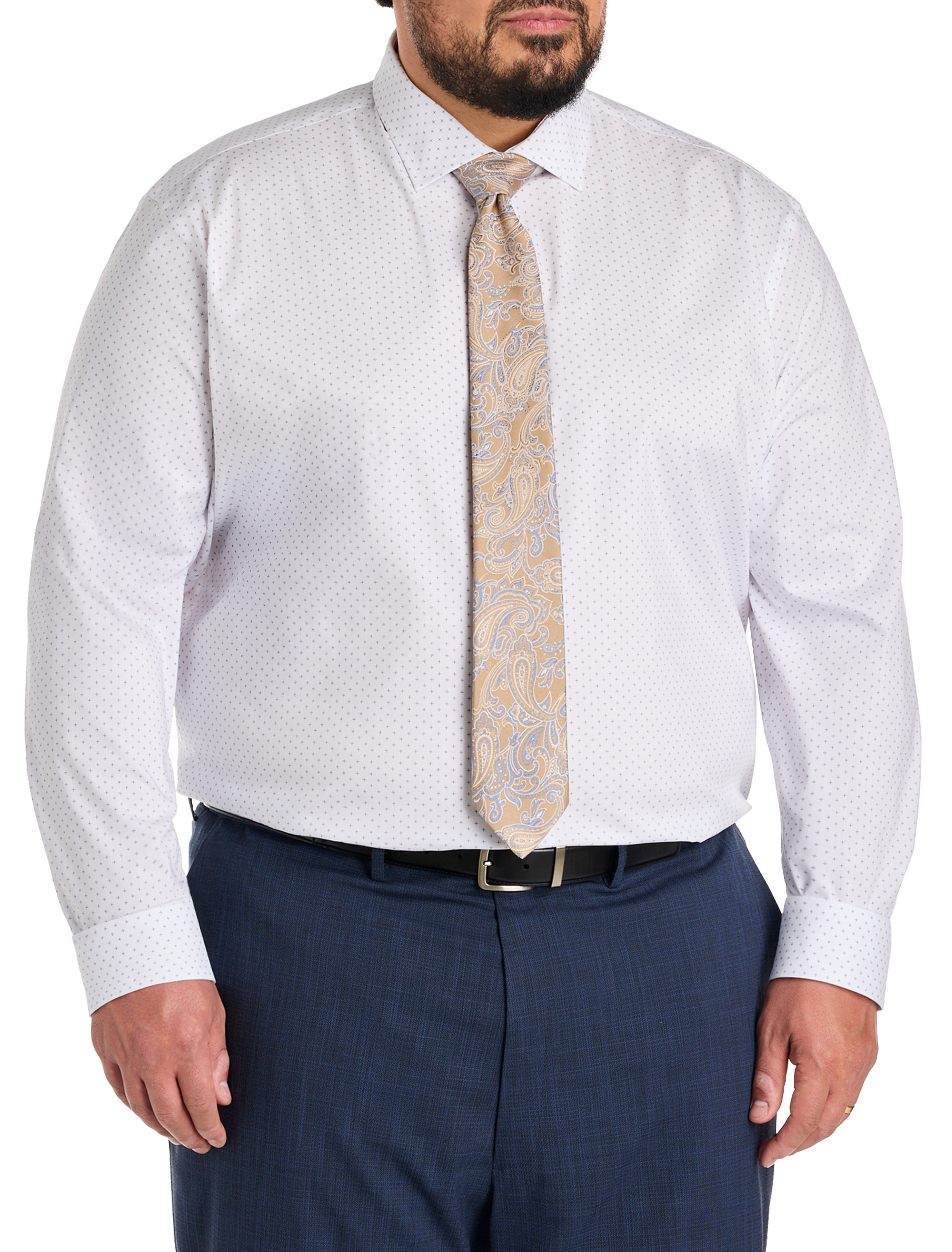 Wrinkle-Resistant Dot Patterned Dress Shirt