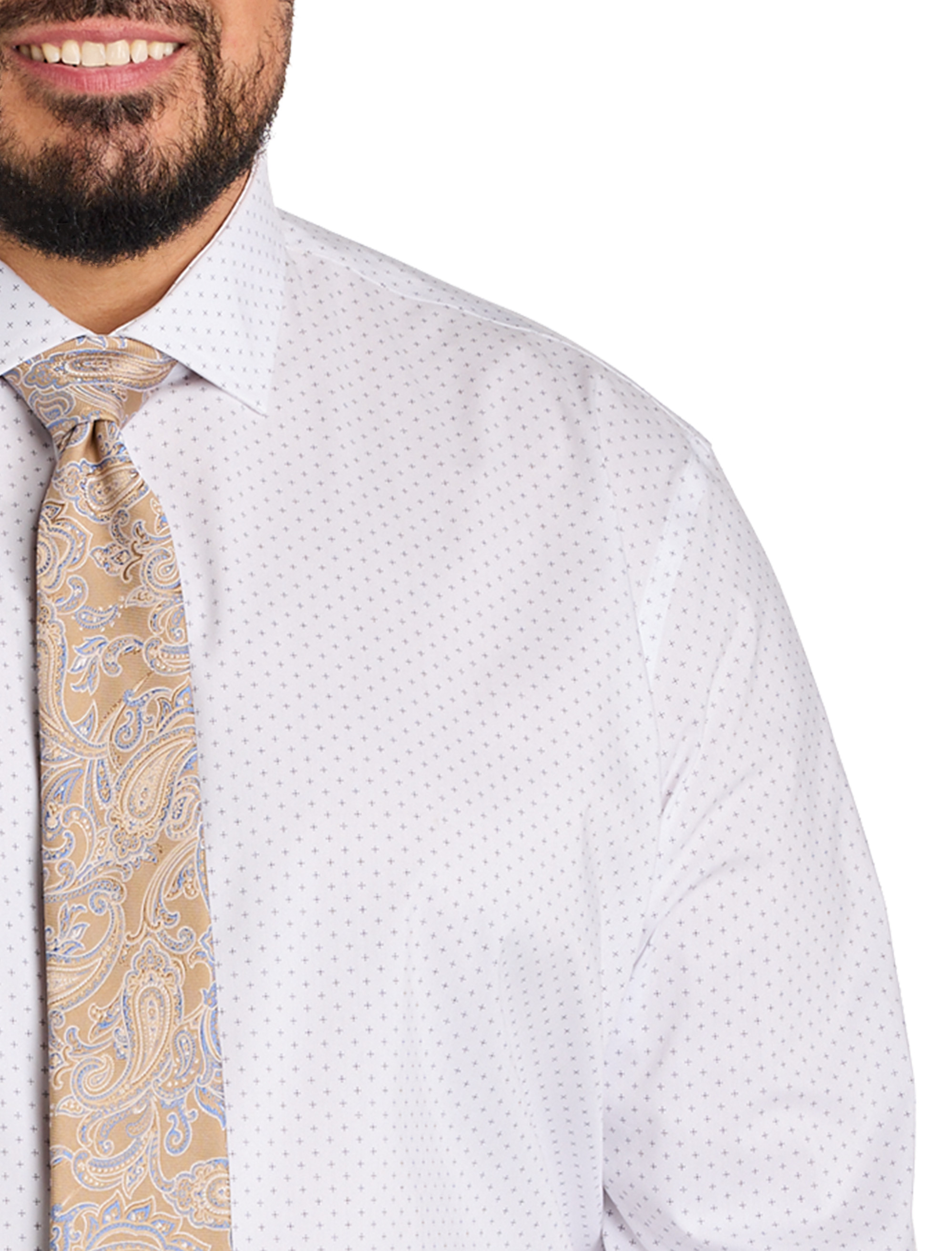 Wrinkle-Resistant Dot Patterned Dress Shirt