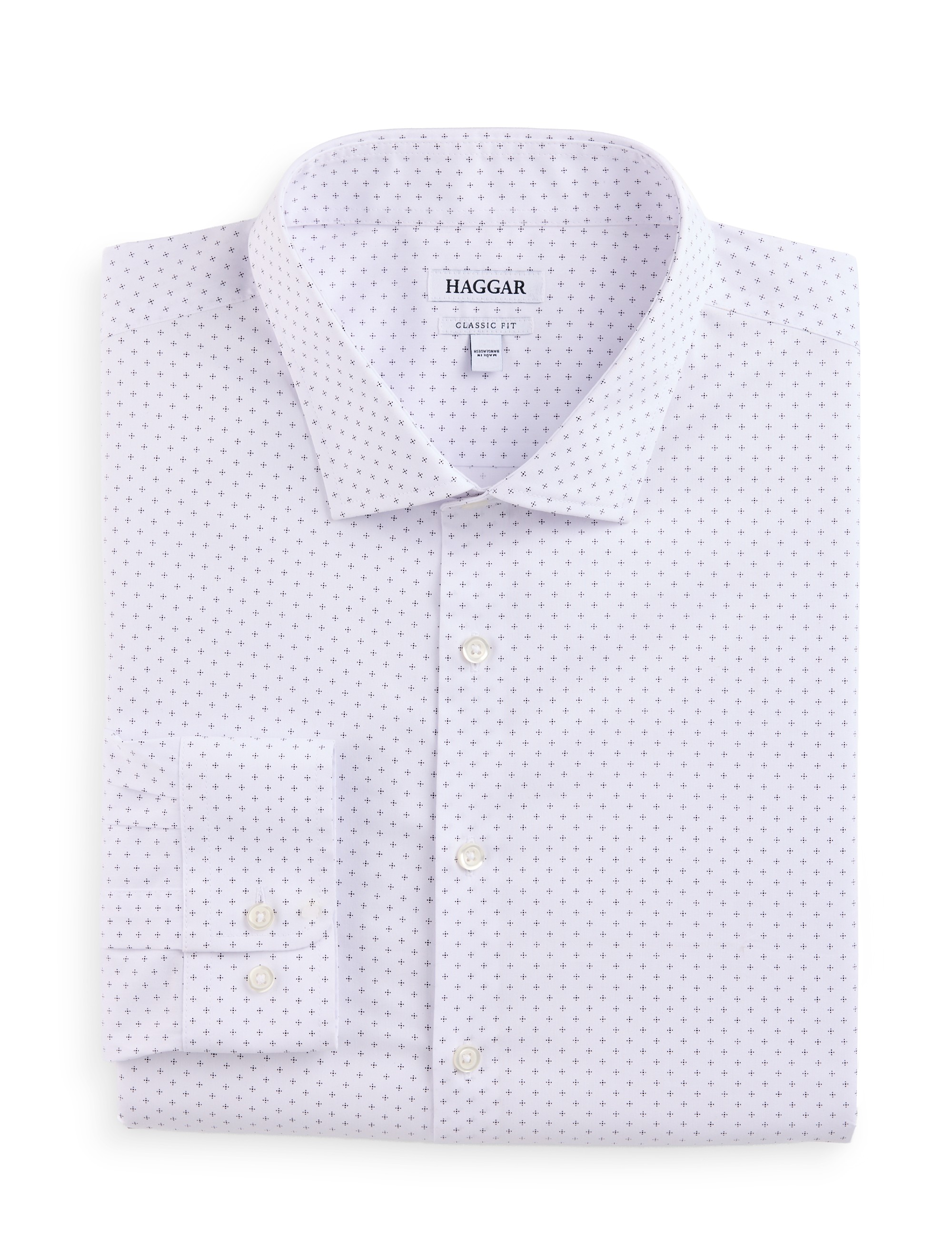 Wrinkle-Resistant Dot Patterned Dress Shirt