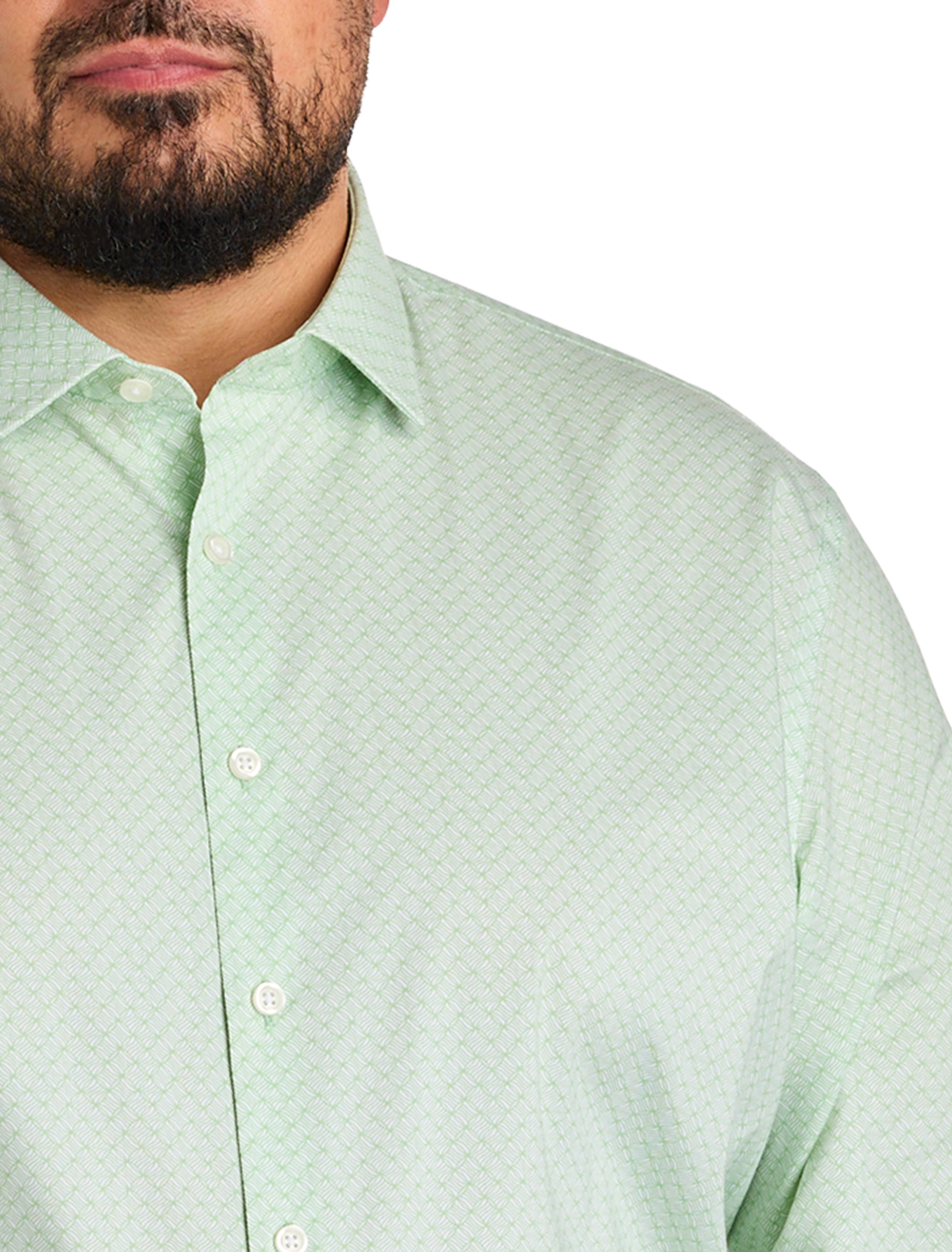 Wrinkle-Resistant Abstract Grid Patterned Dress Shirt