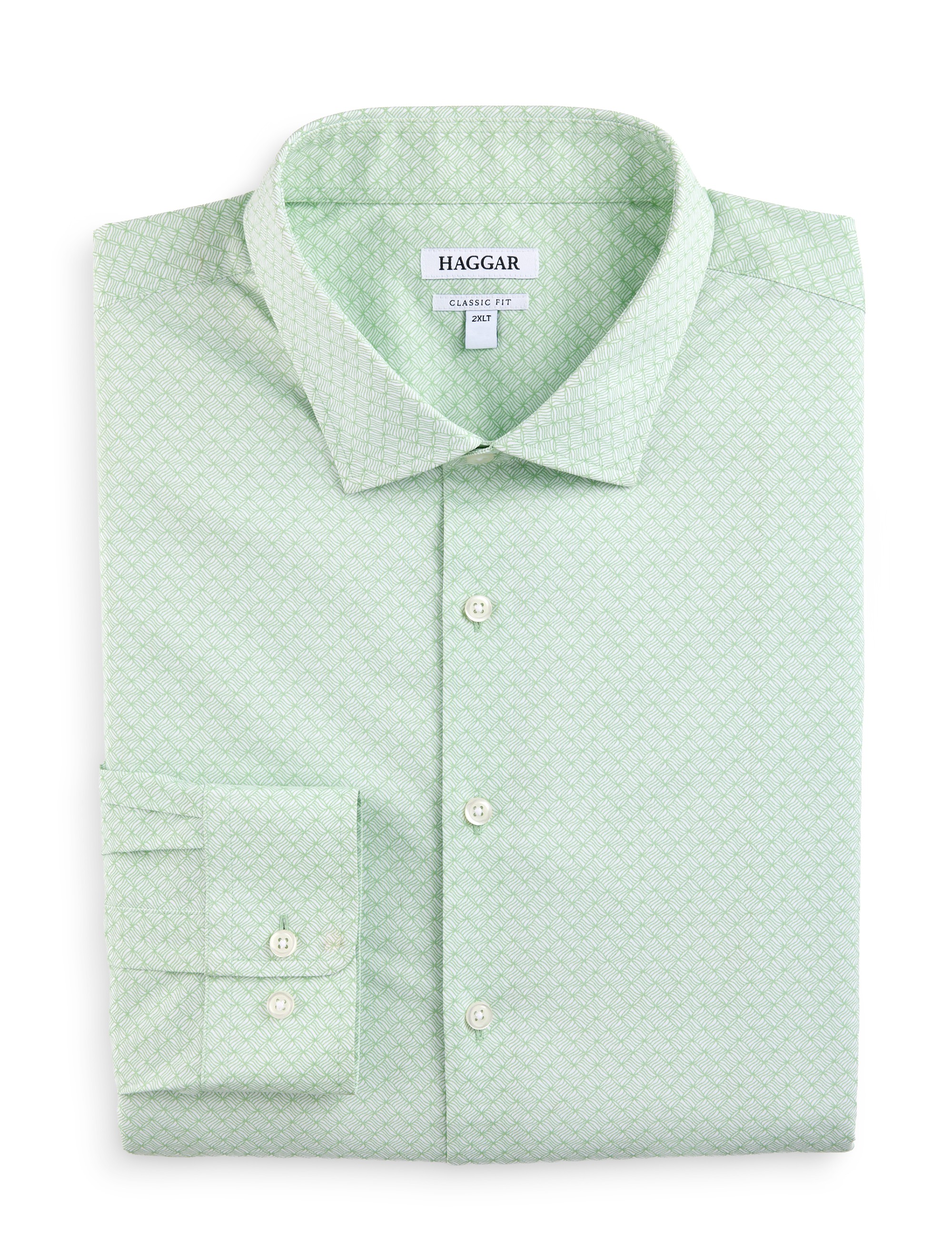 Wrinkle-Resistant Abstract Grid Patterned Dress Shirt
