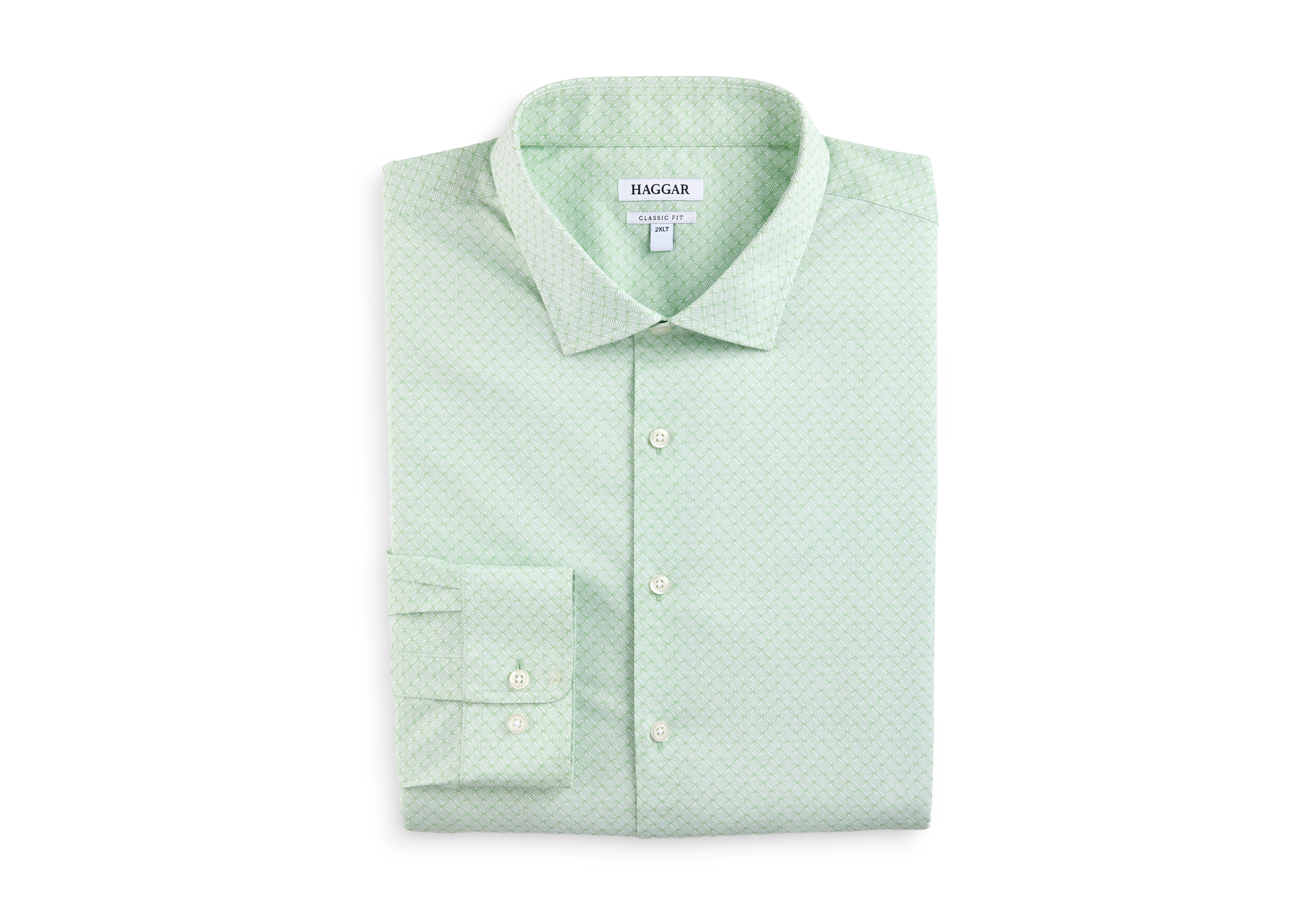 Wrinkle-Resistant Abstract Grid Patterned Dress Shirt