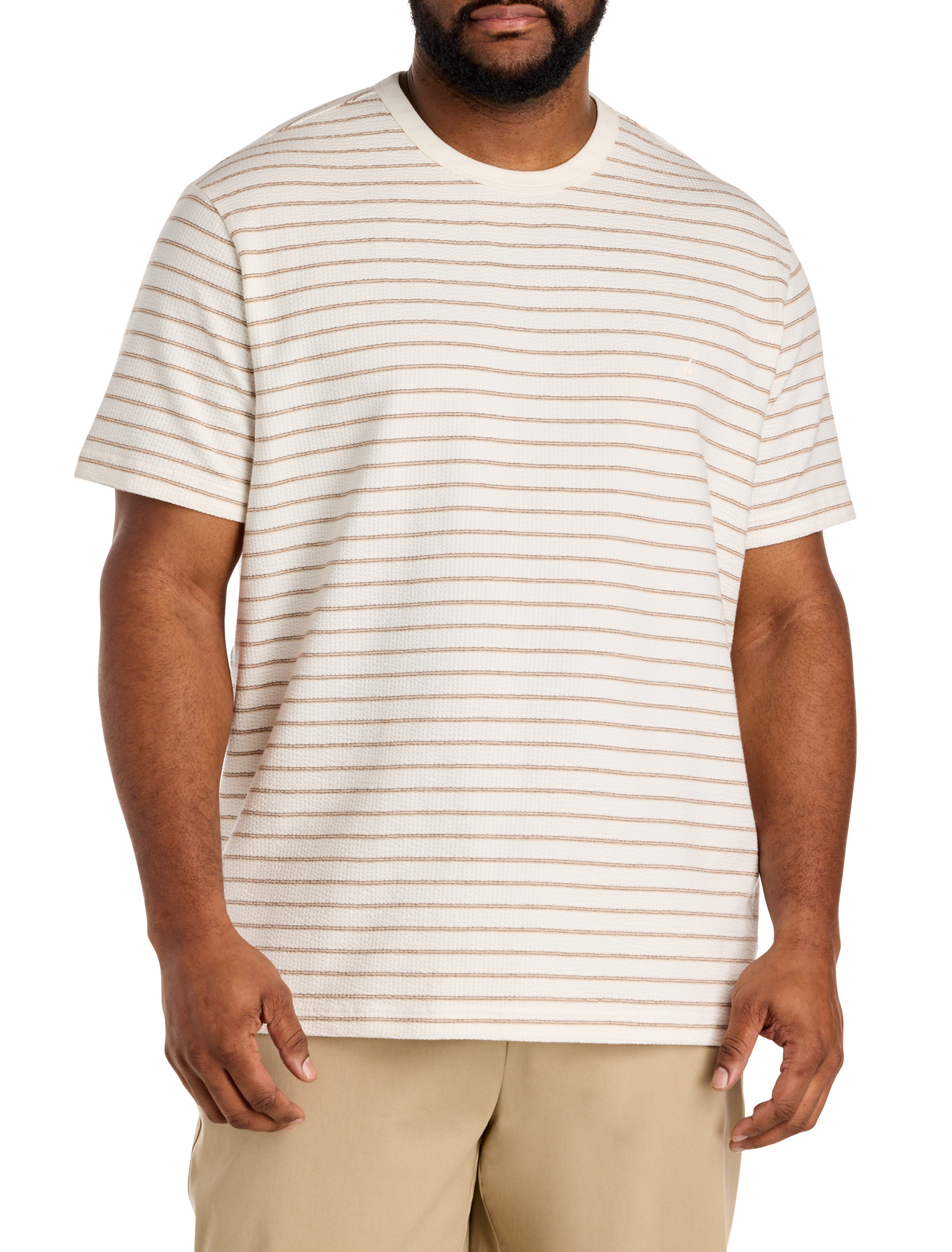 Textured Striped Crewneck T-Shirt