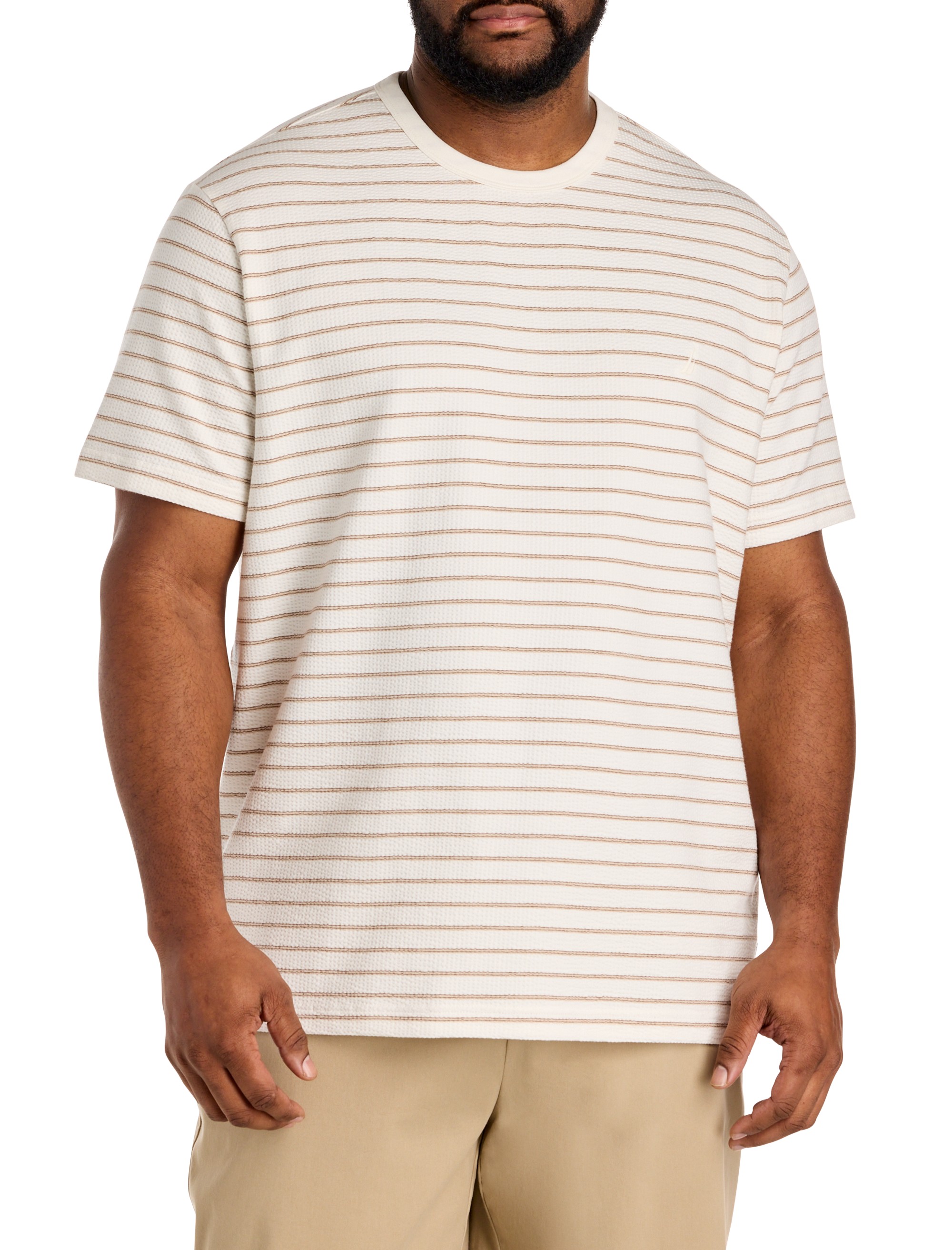 Textured Striped Crewneck T-Shirt