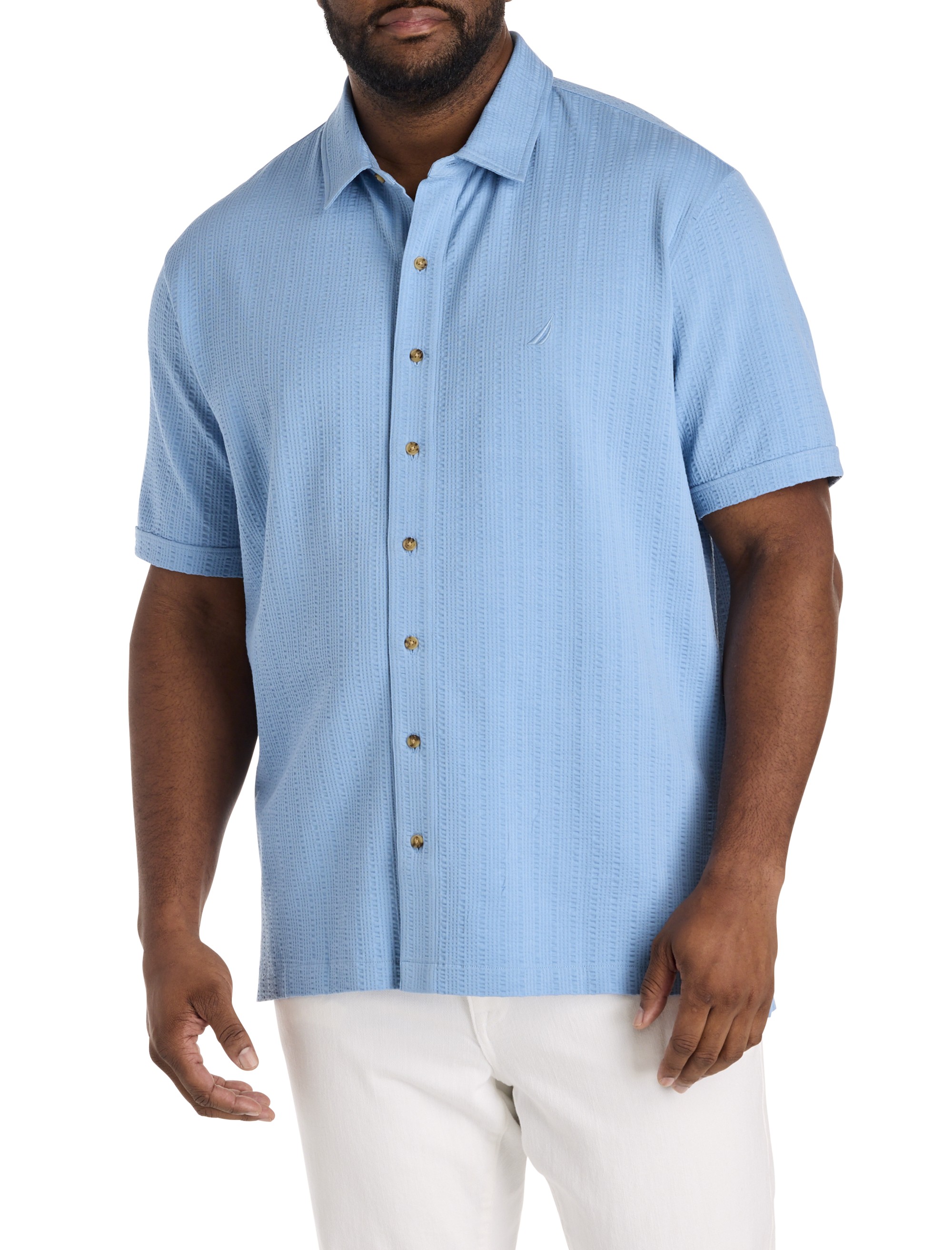 Button-Down Seersucker Polo Shirt