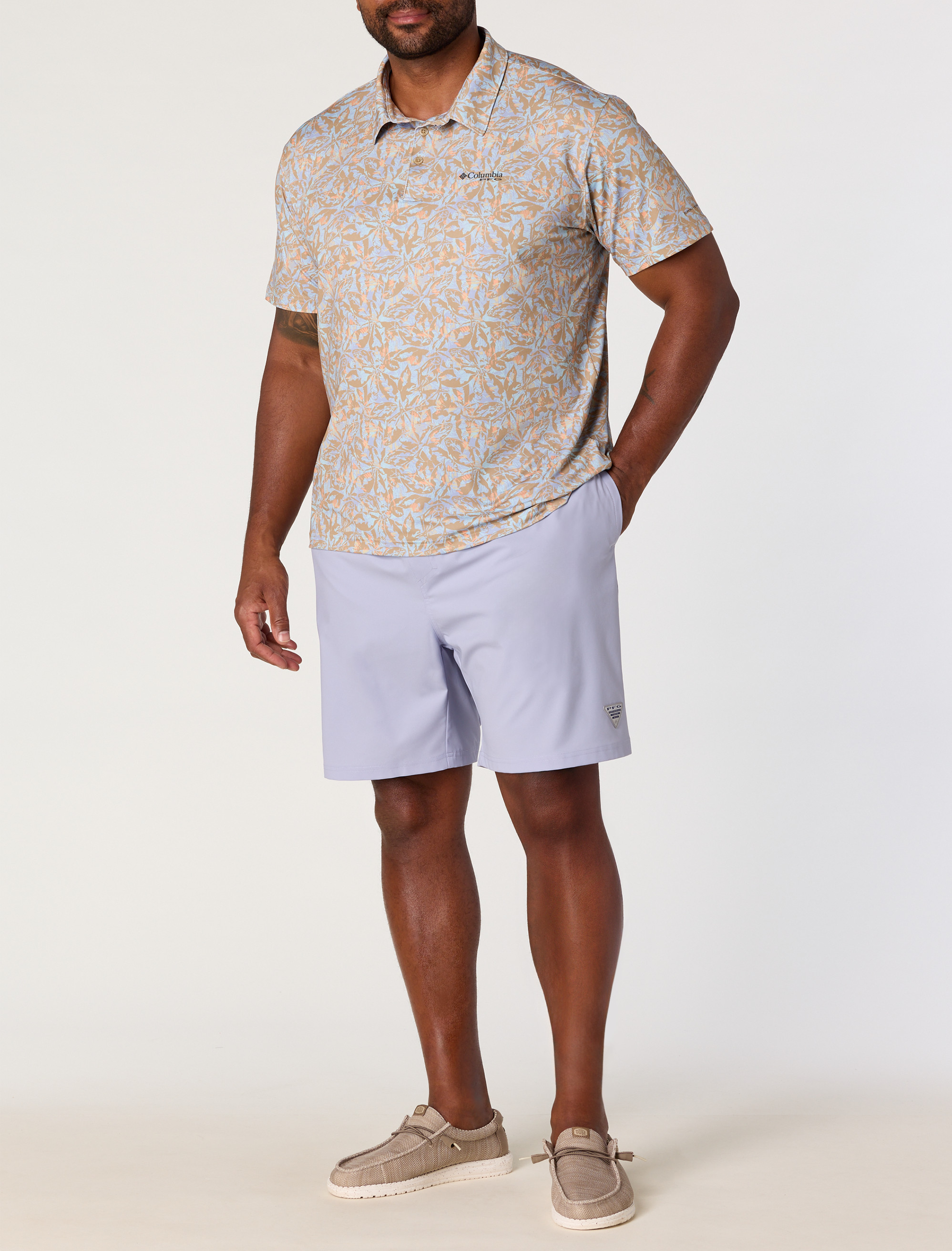 PFG Super Slack Tide™ Floral Print Polo Shirt