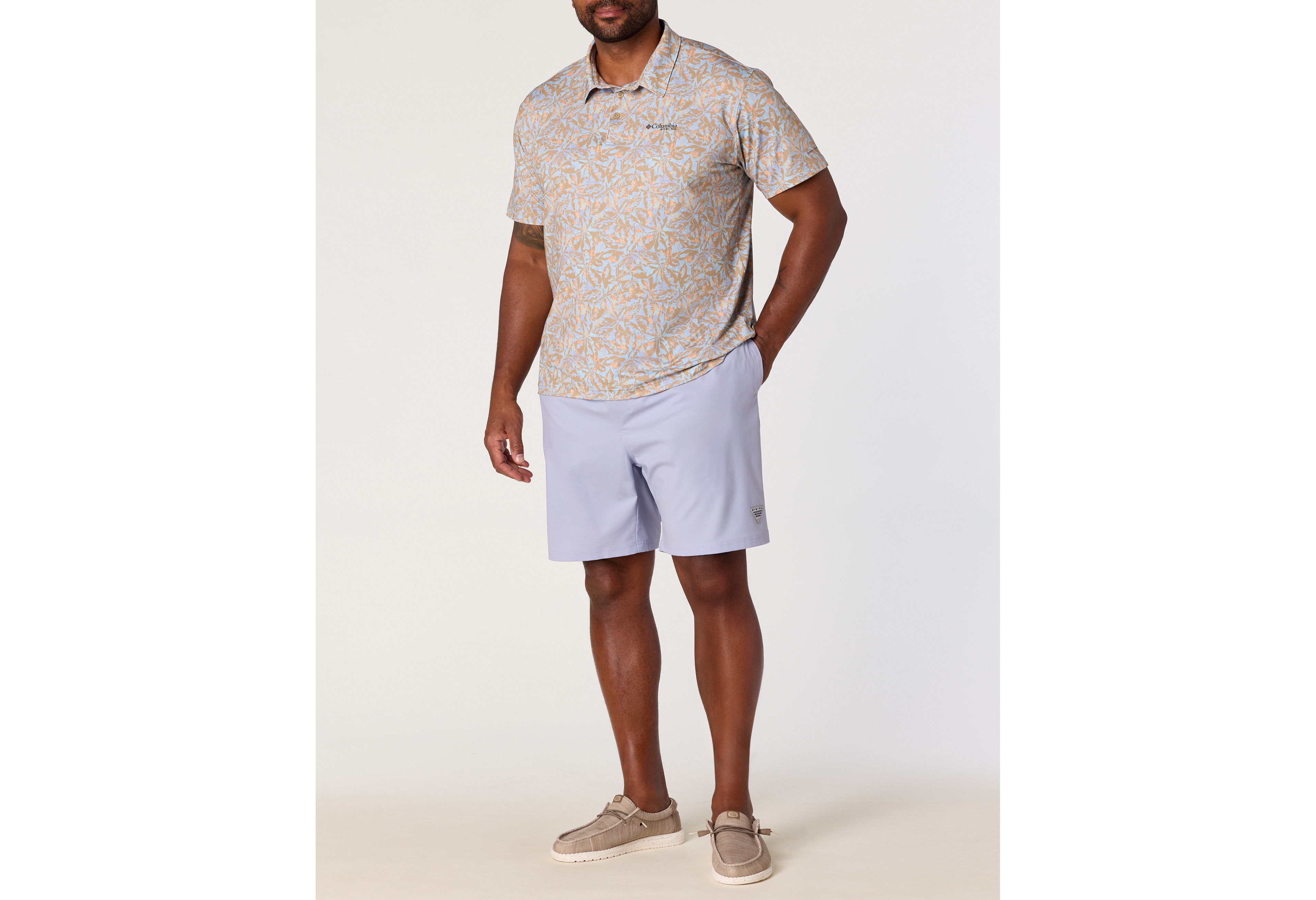 PFG Super Slack Tide™ Floral Print Polo Shirt