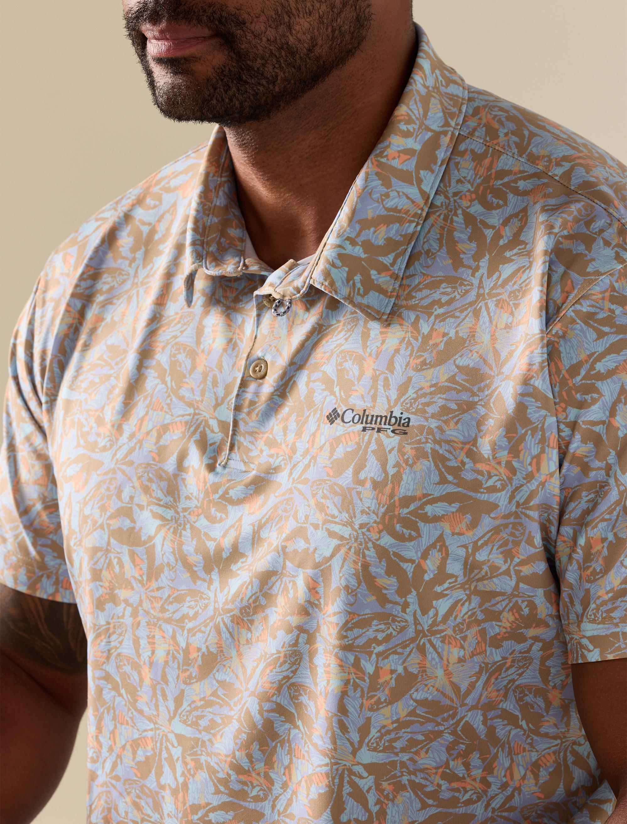 PFG Super Slack Tide™ Floral Print Polo Shirt