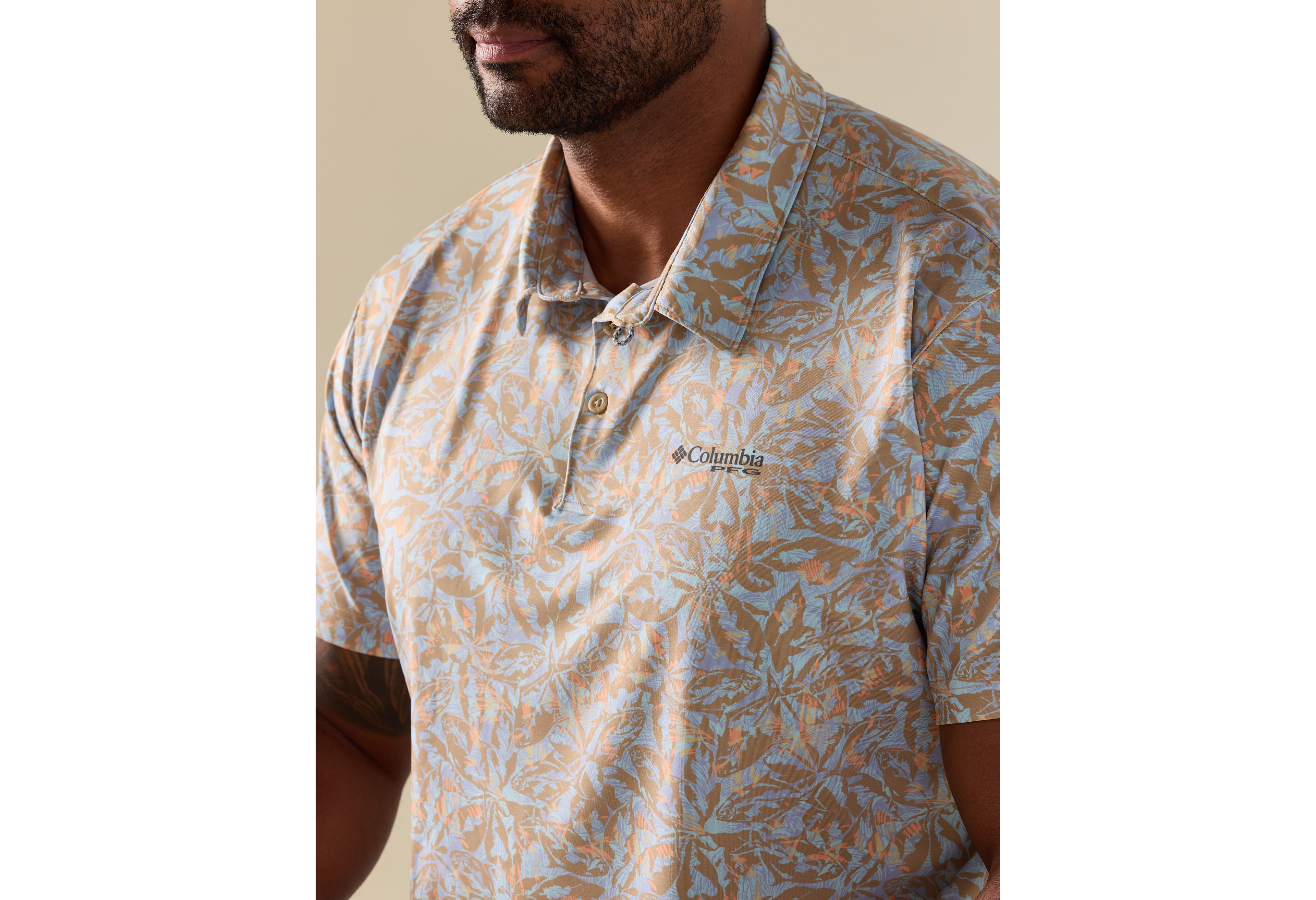 PFG Super Slack Tide™ Floral Print Polo Shirt