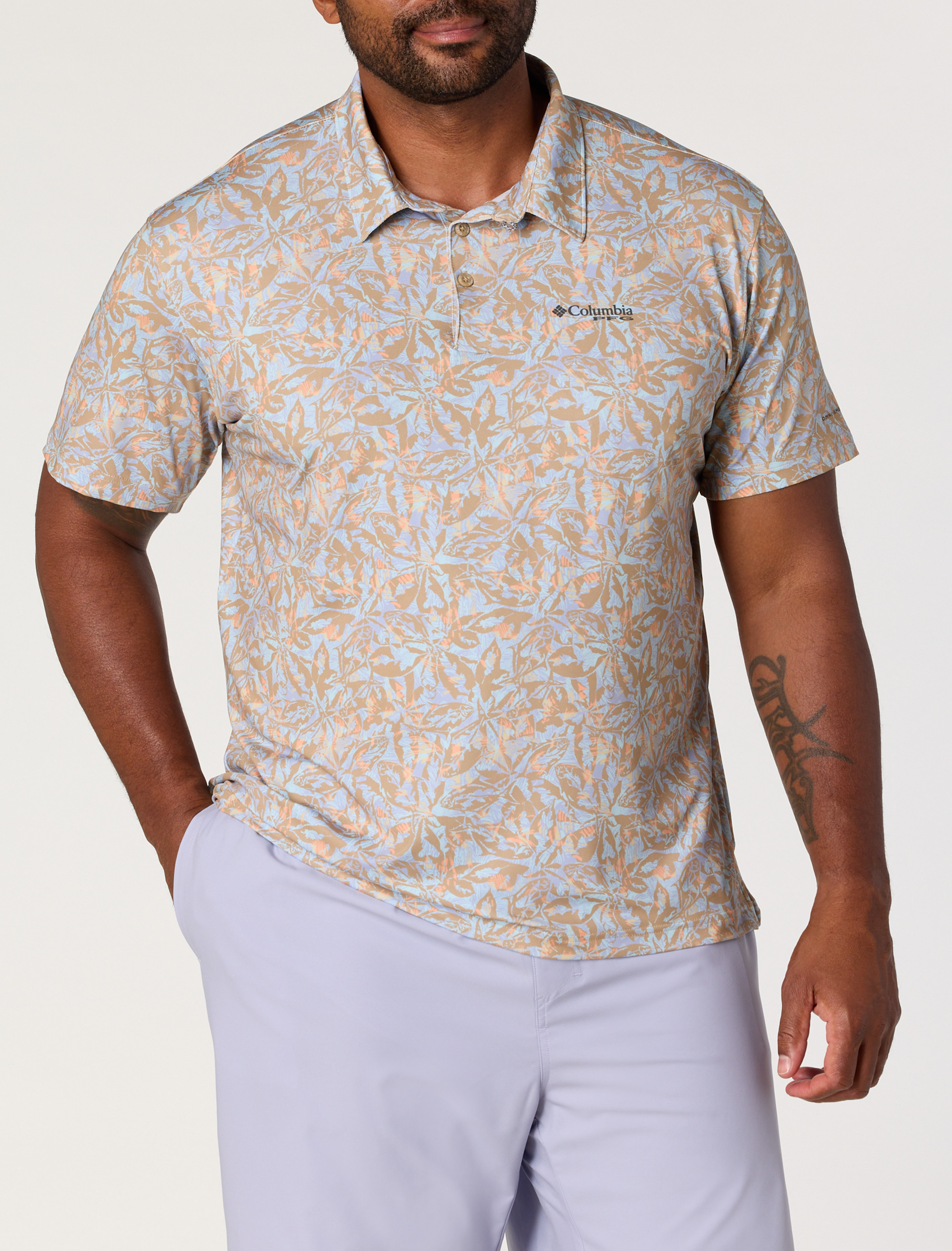 PFG Super Slack Tide™ Floral Print Polo Shirt