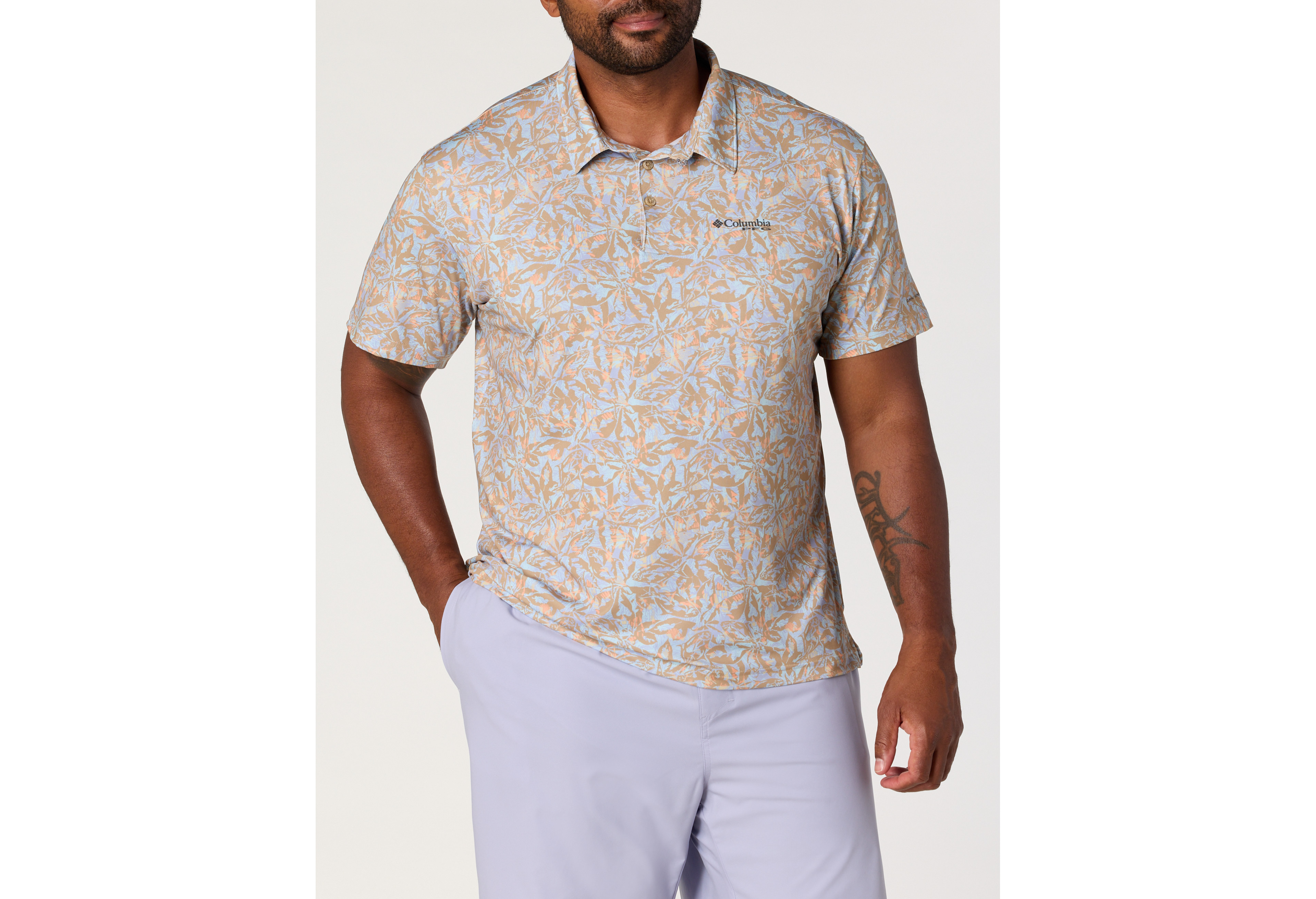 PFG Super Slack Tide™ Floral Print Polo Shirt