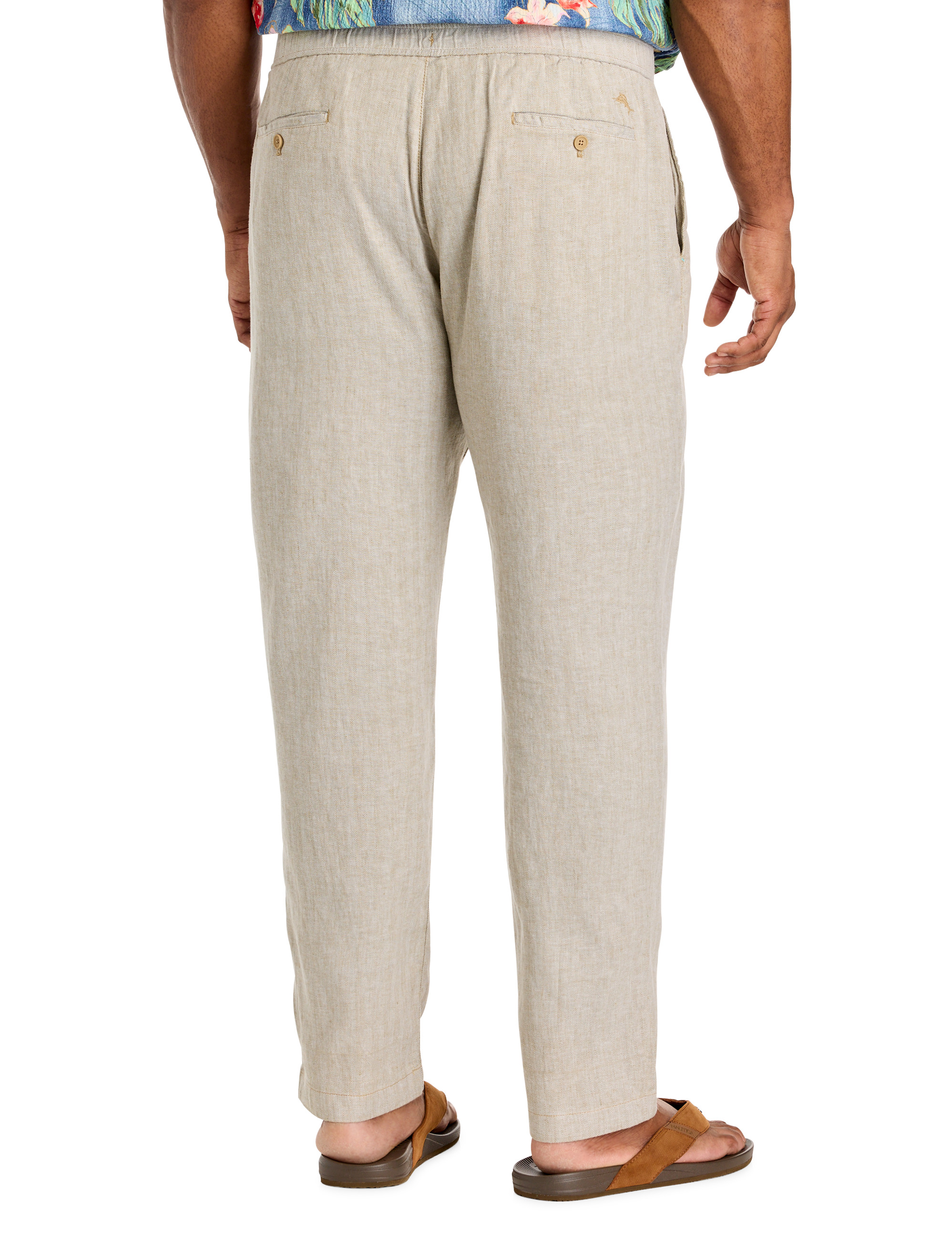 Linen-Blend Elastic-Waist Pants