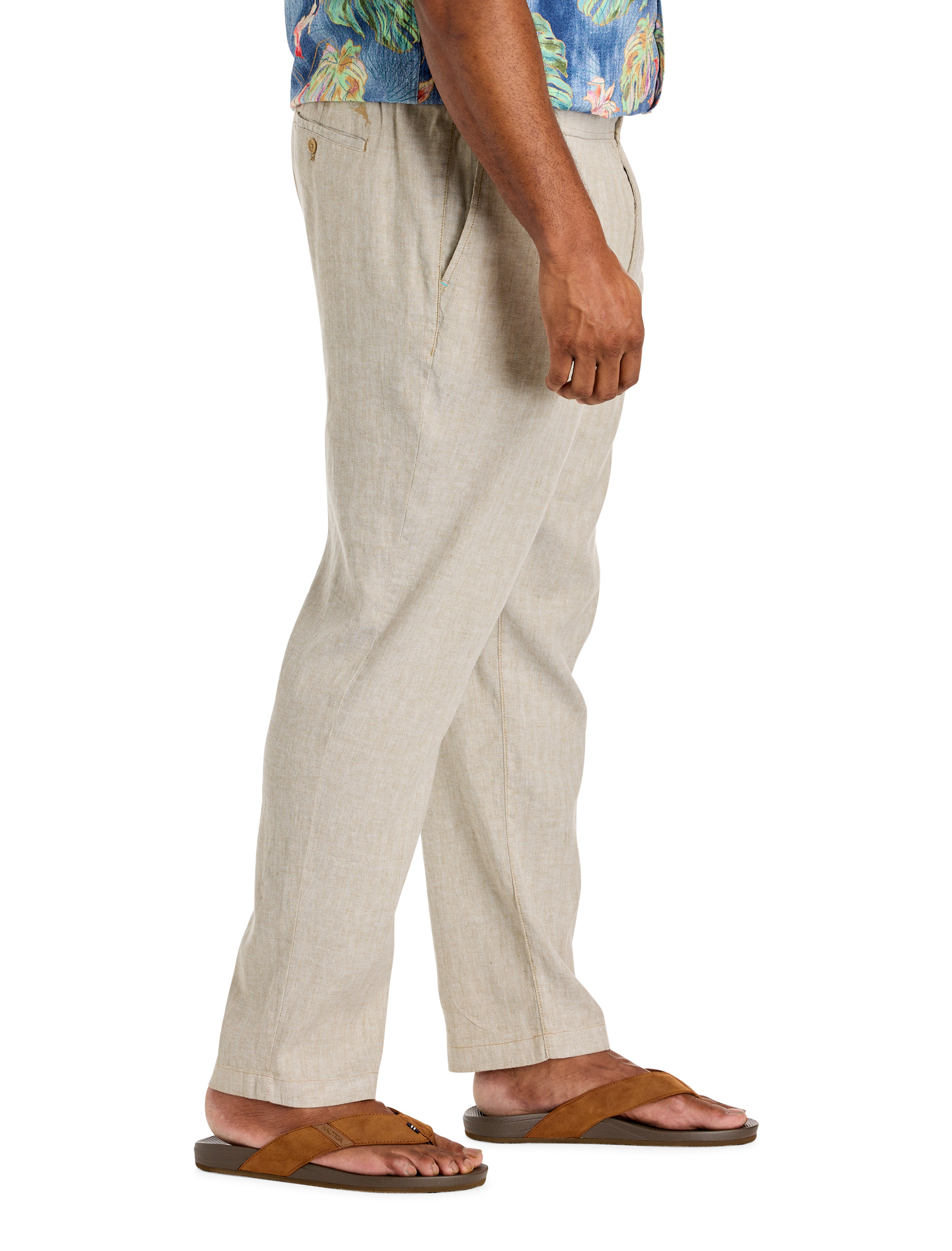 Linen-Blend Elastic-Waist Pants