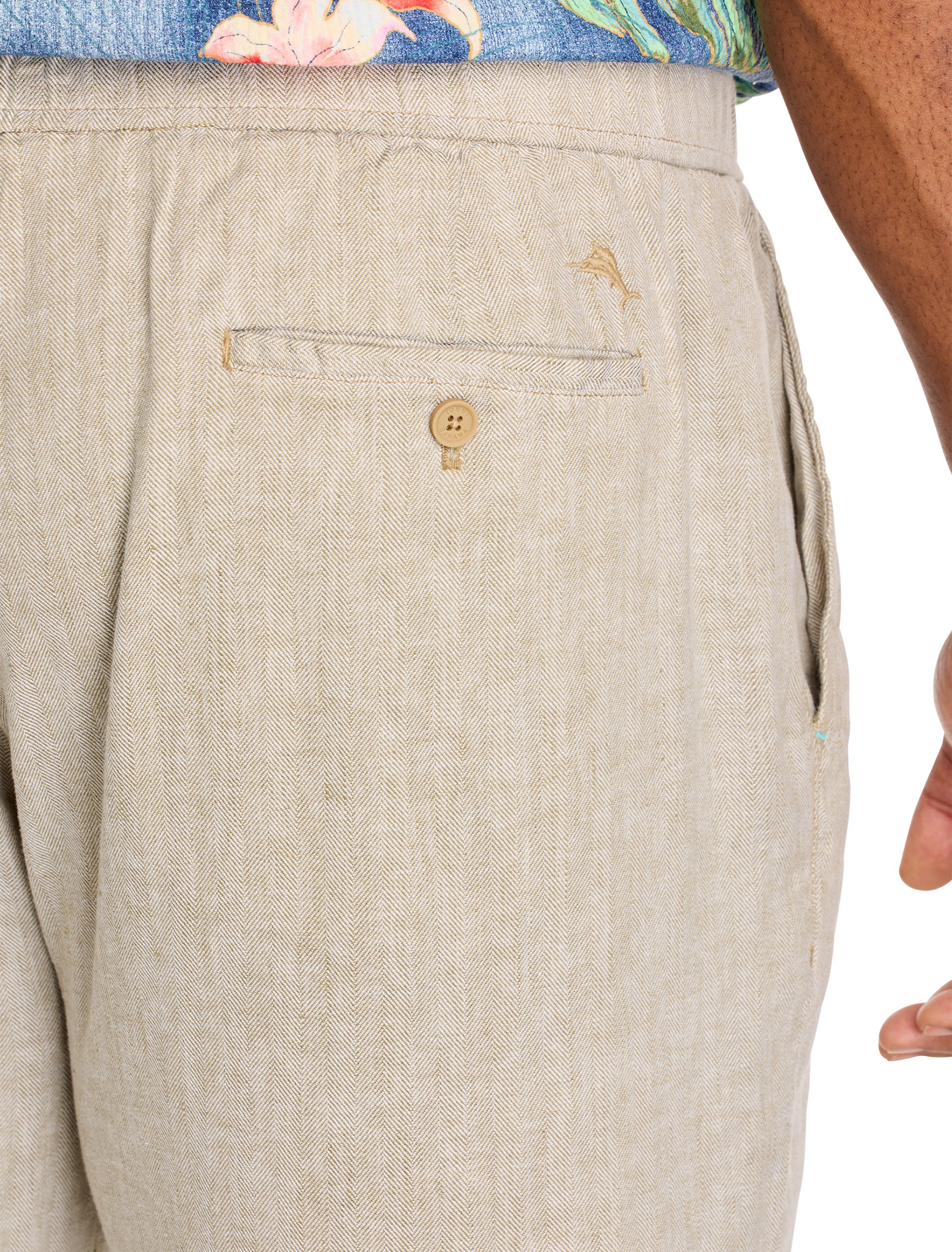 Linen-Blend Elastic-Waist Pants