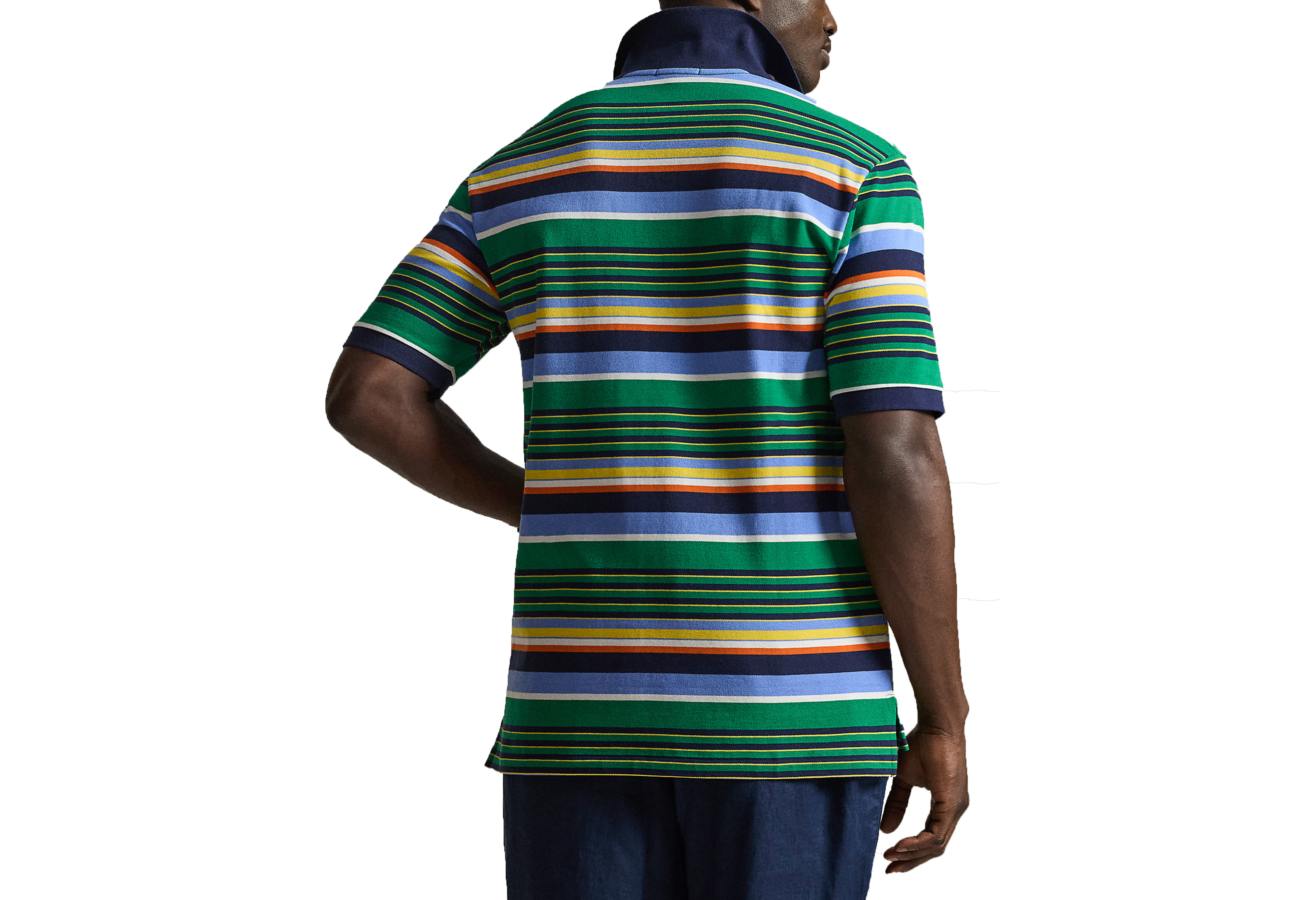 Mesh Multi-Striped Polo Shirt