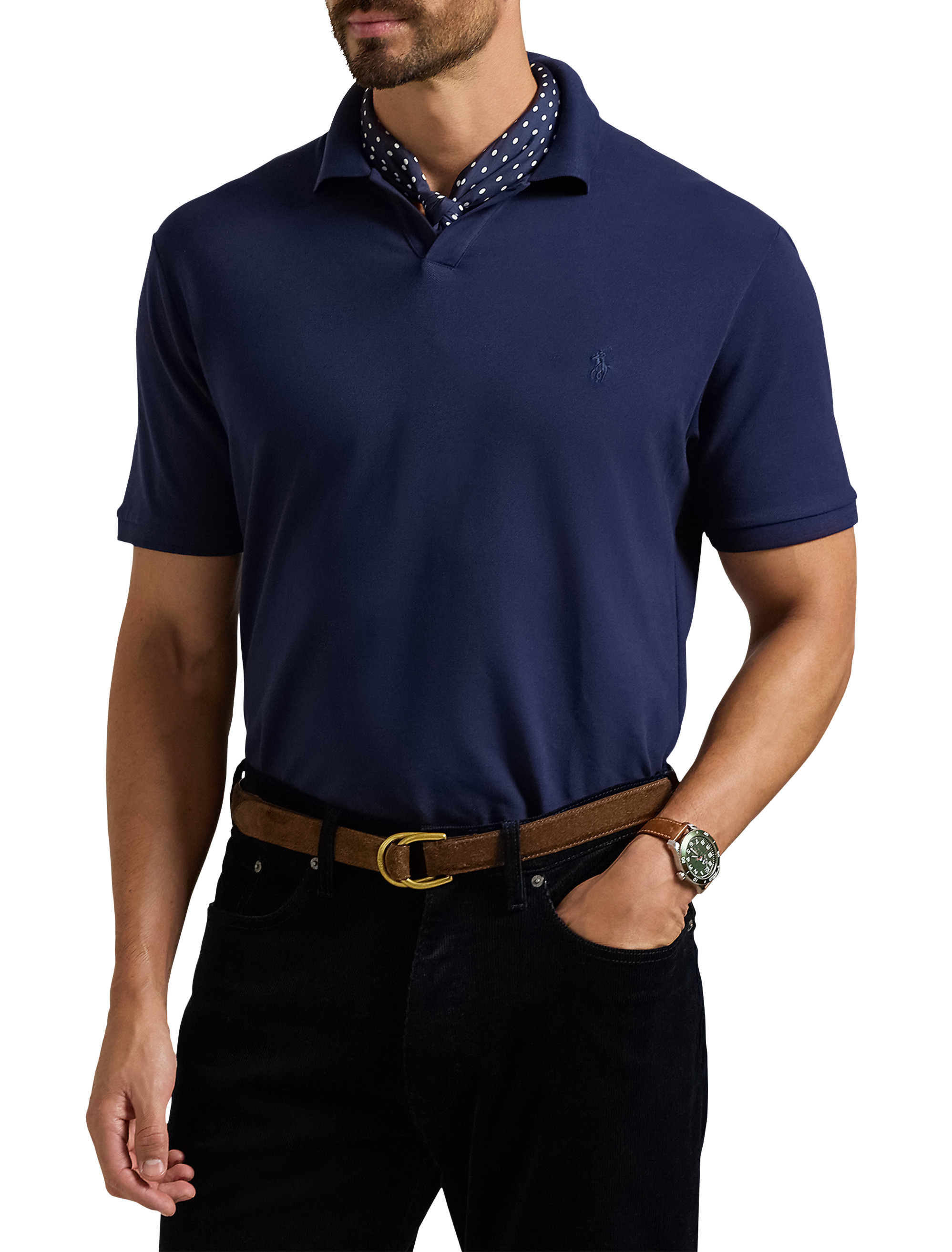 Big + Tall | Polo Ralph Lauren Johnny Collar Mesh Polo Shirt | DXL